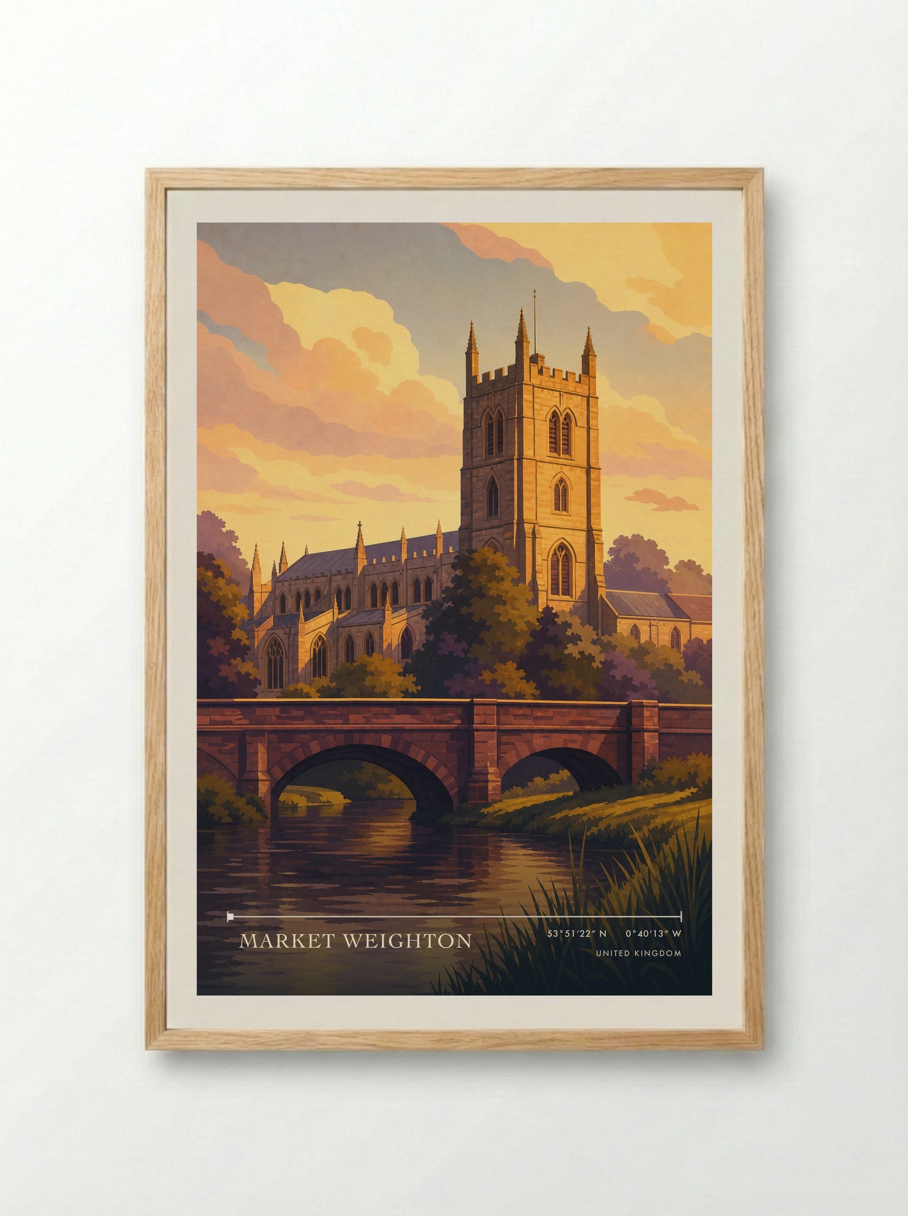Market Weighton United Kingdom Travel Poster - Framed Print Wood