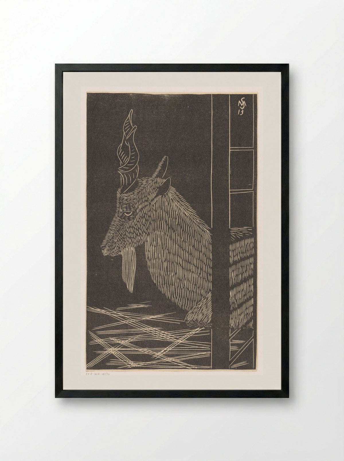 Markhorgeit (Zittend hert in een kooi) - Samuel Jessurun de Mesquita - Framed Print Black