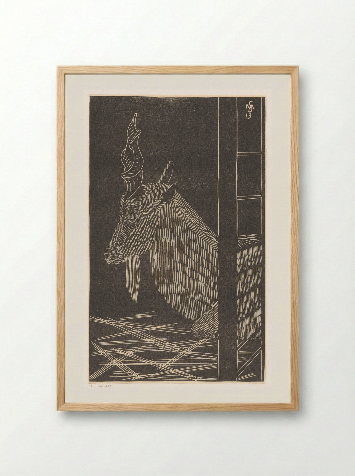 Markhorgeit (Zittend hert in een kooi) - Samuel Jessurun de Mesquita - Framed Print Wood