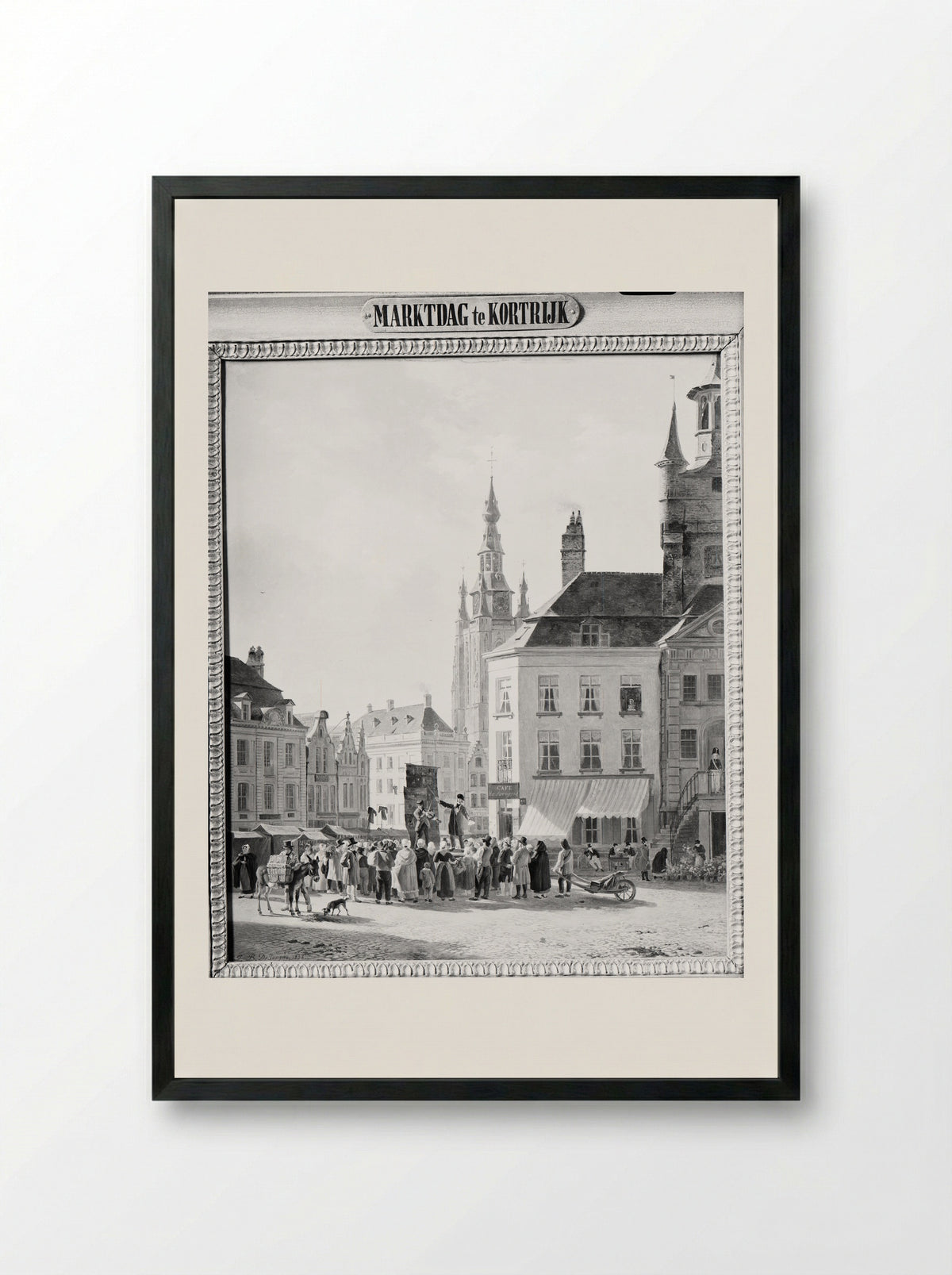 Marktdag in Kortrijk - Jan Baptiste De Jonghe - Framed Print Black