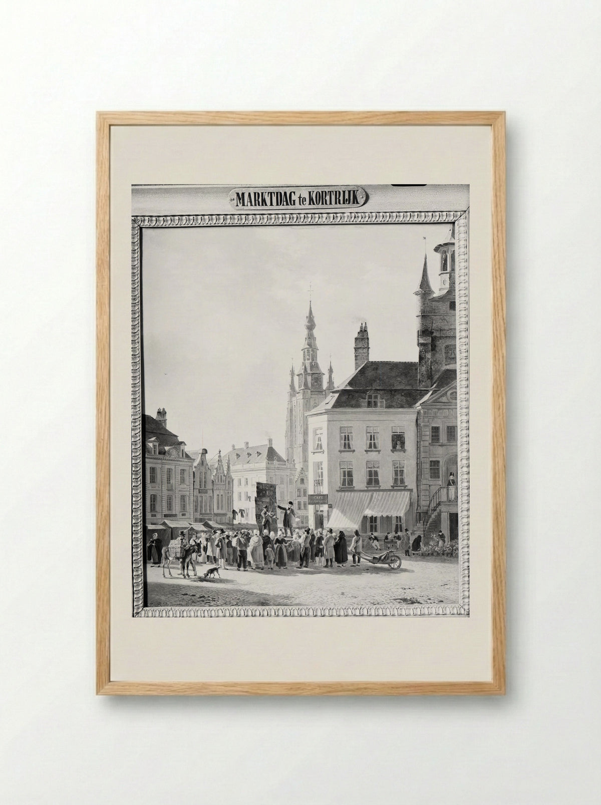 Marktdag in Kortrijk - Jan Baptiste De Jonghe - Framed Print Wood