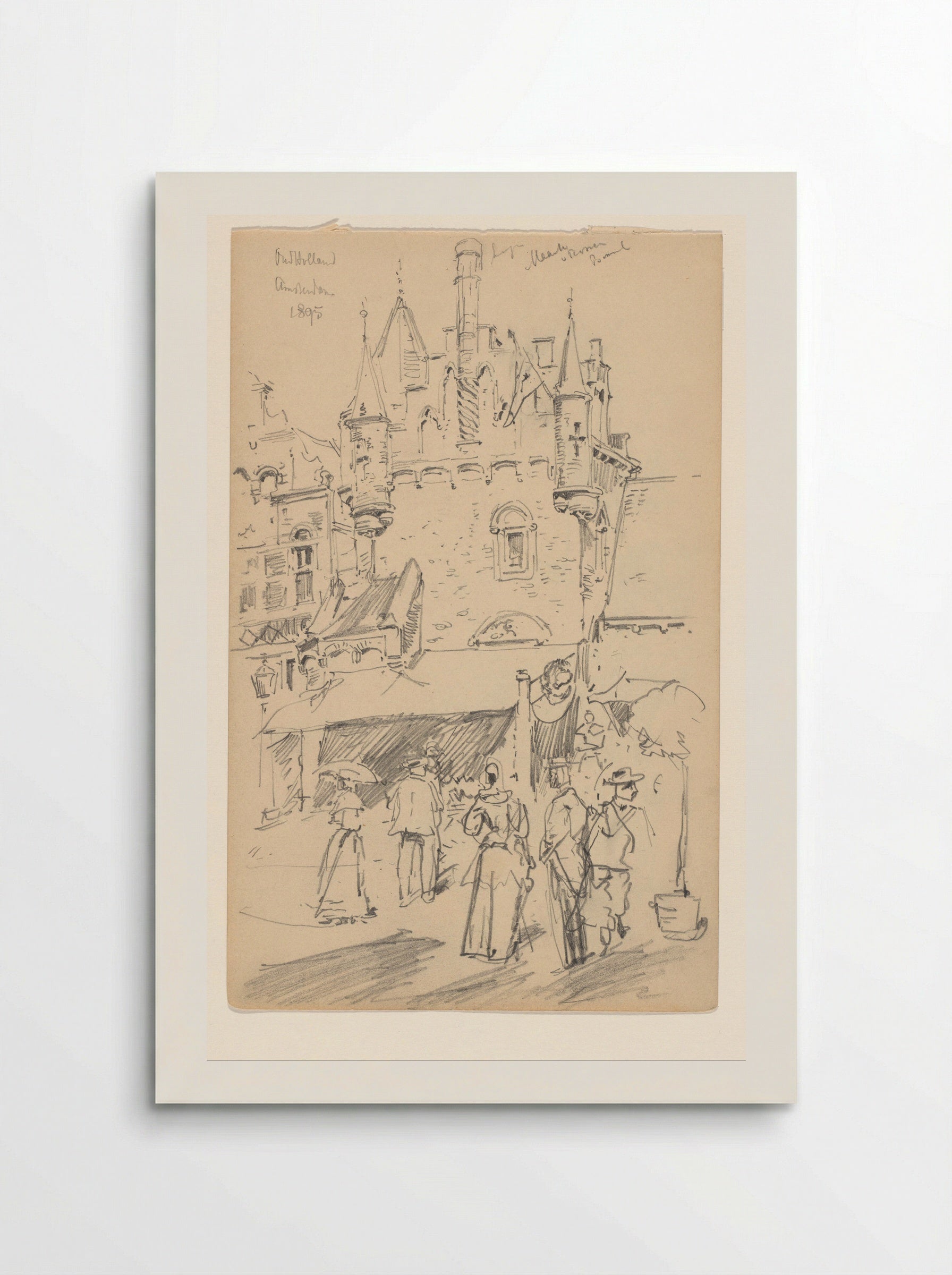 Marktplein van de nagebouwde stad Oud-Holland op de Wereldtentoonstelling voor het Hotel- en Reiswezen van 1895 - Jan Hoynck van Papendrecht - Poster