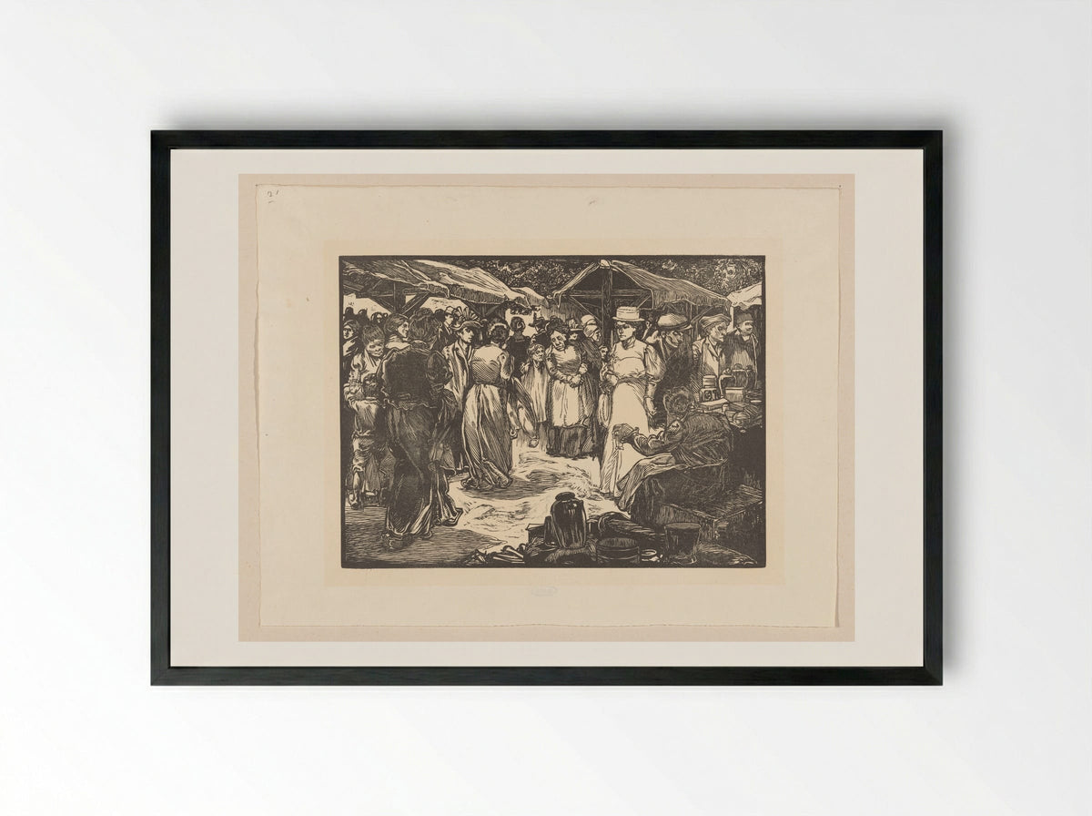 Marktscène met mannen en vrouwen - Johannes Josephus Aarts - Framed Print Black