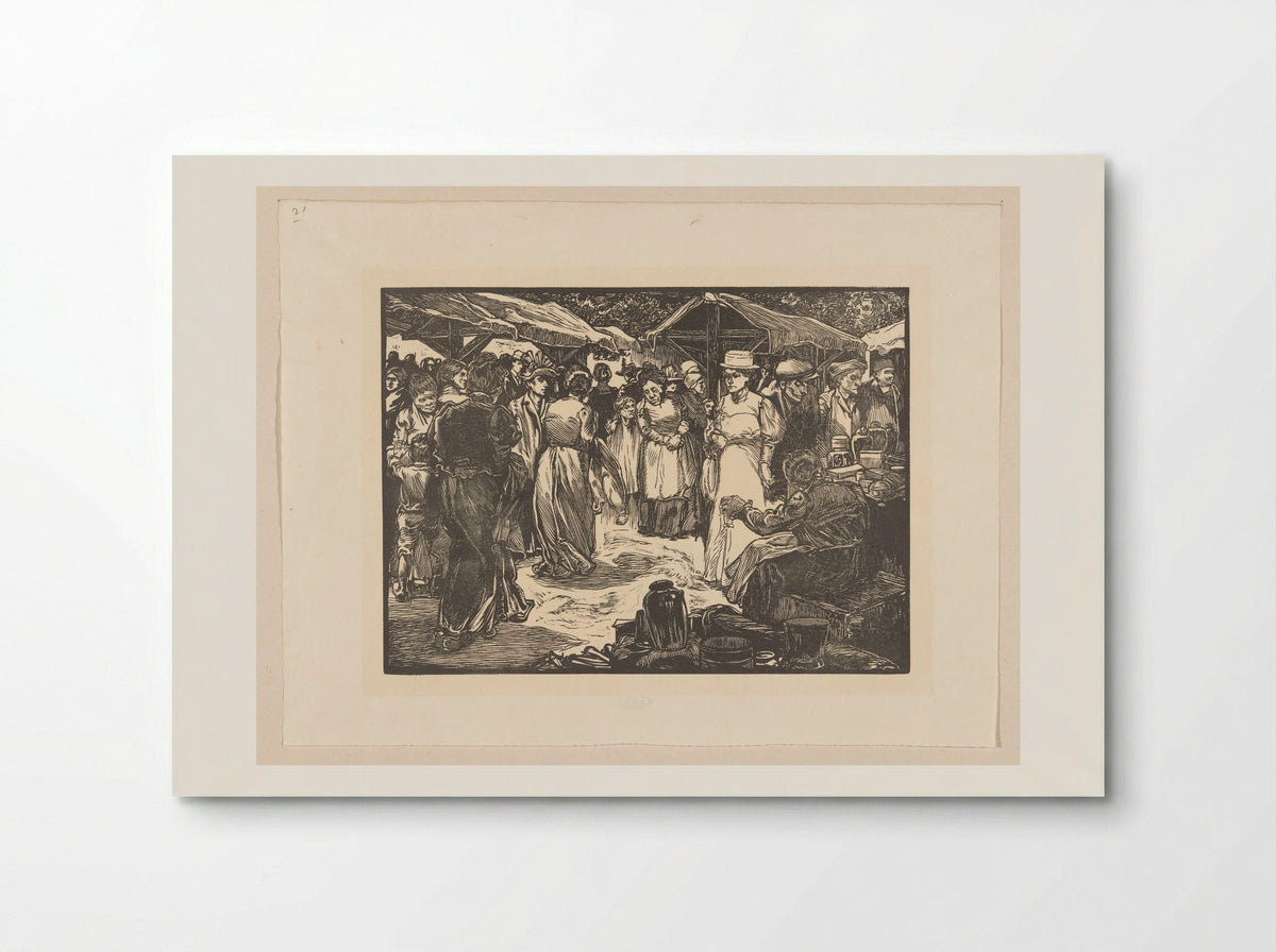 Marktscène met mannen en vrouwen - Johannes Josephus Aarts - Poster