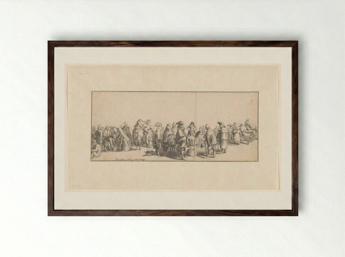 Markttafereel - Johannes de Groot - Framed Print Dark Wood
