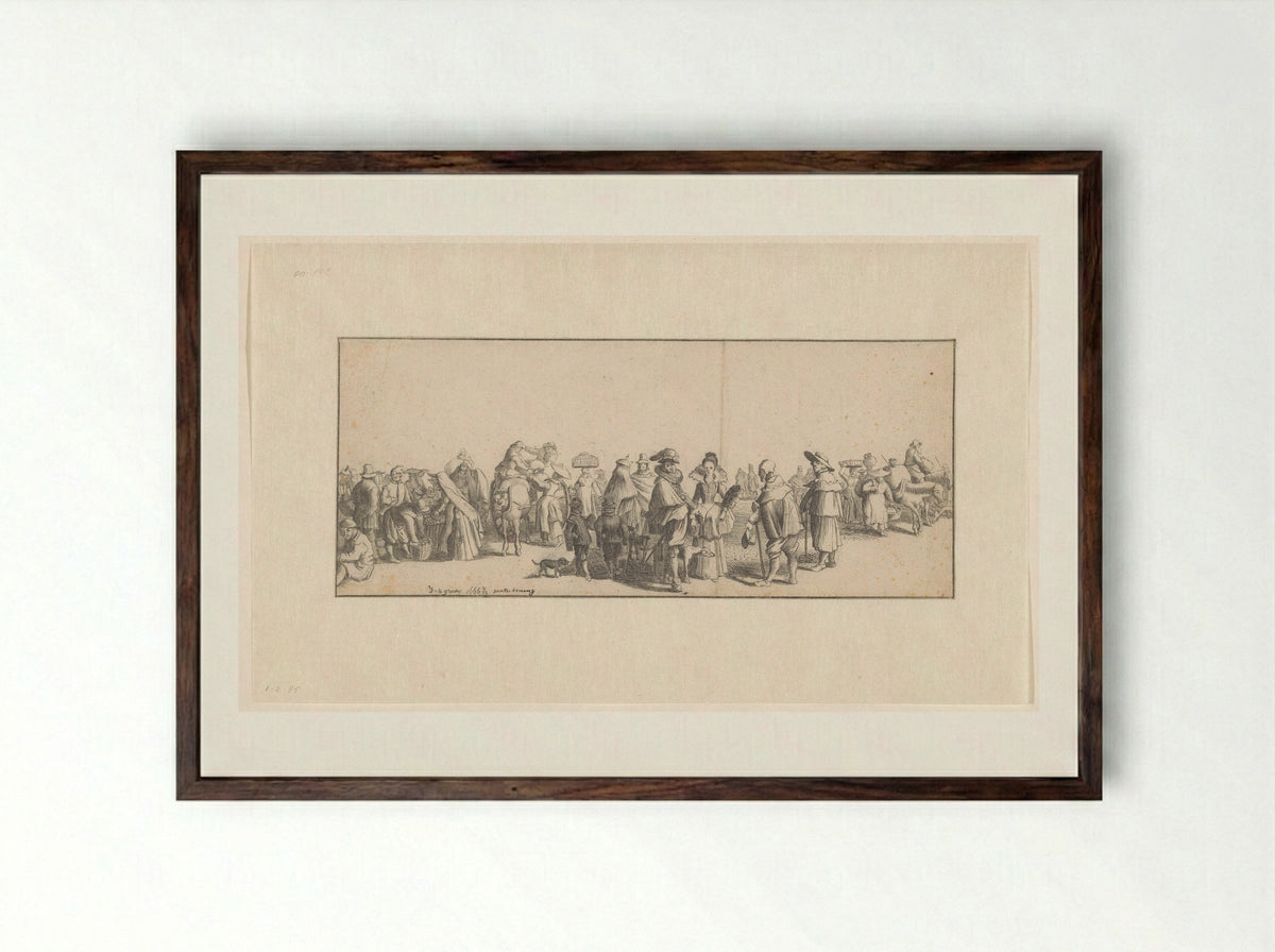 Markttafereel - Johannes de Groot - Framed Print Dark Wood