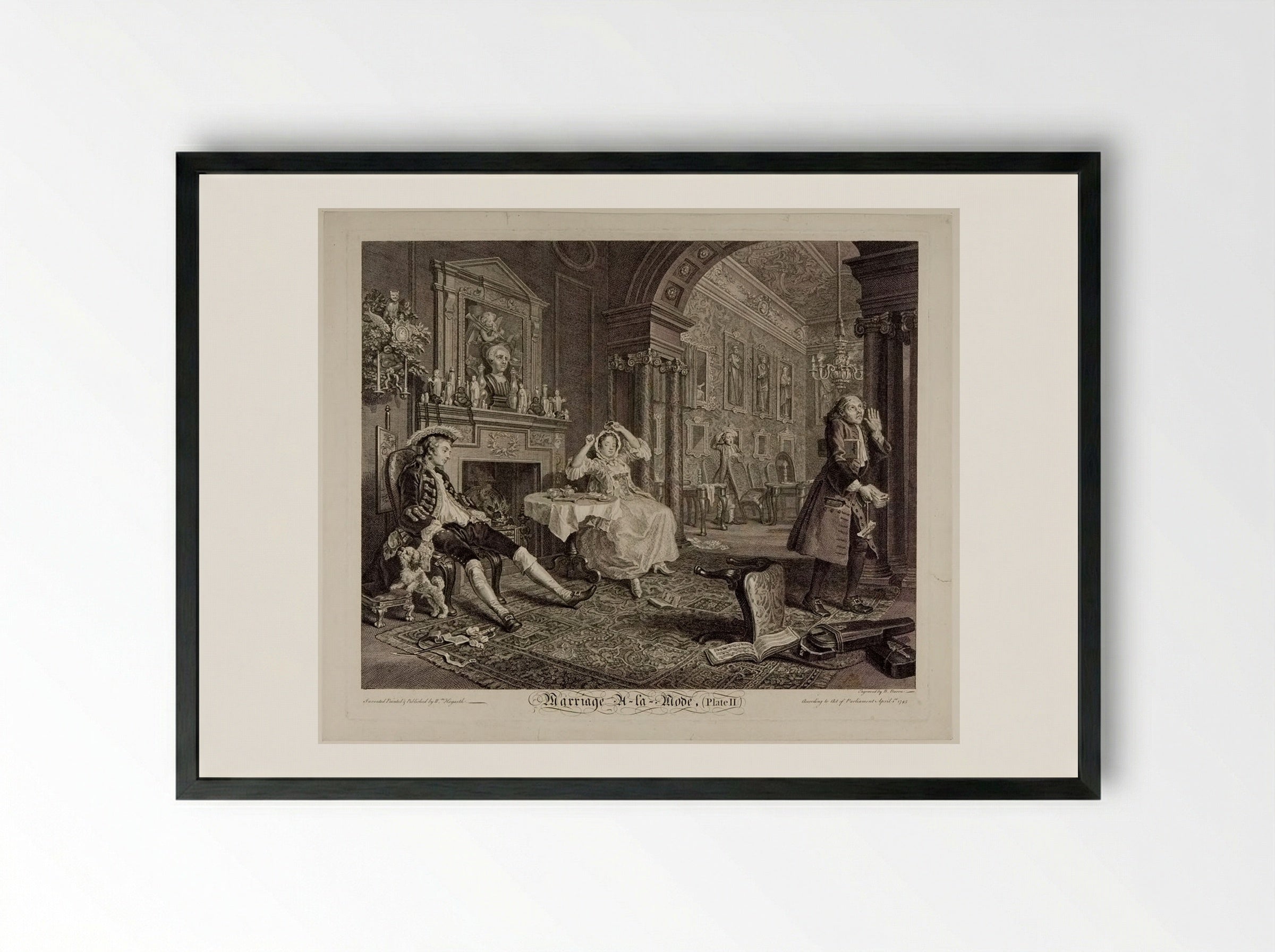 Marriage A-la-Mode: 2, The Tête à Tête - William Hogarth - Framed Print Black
