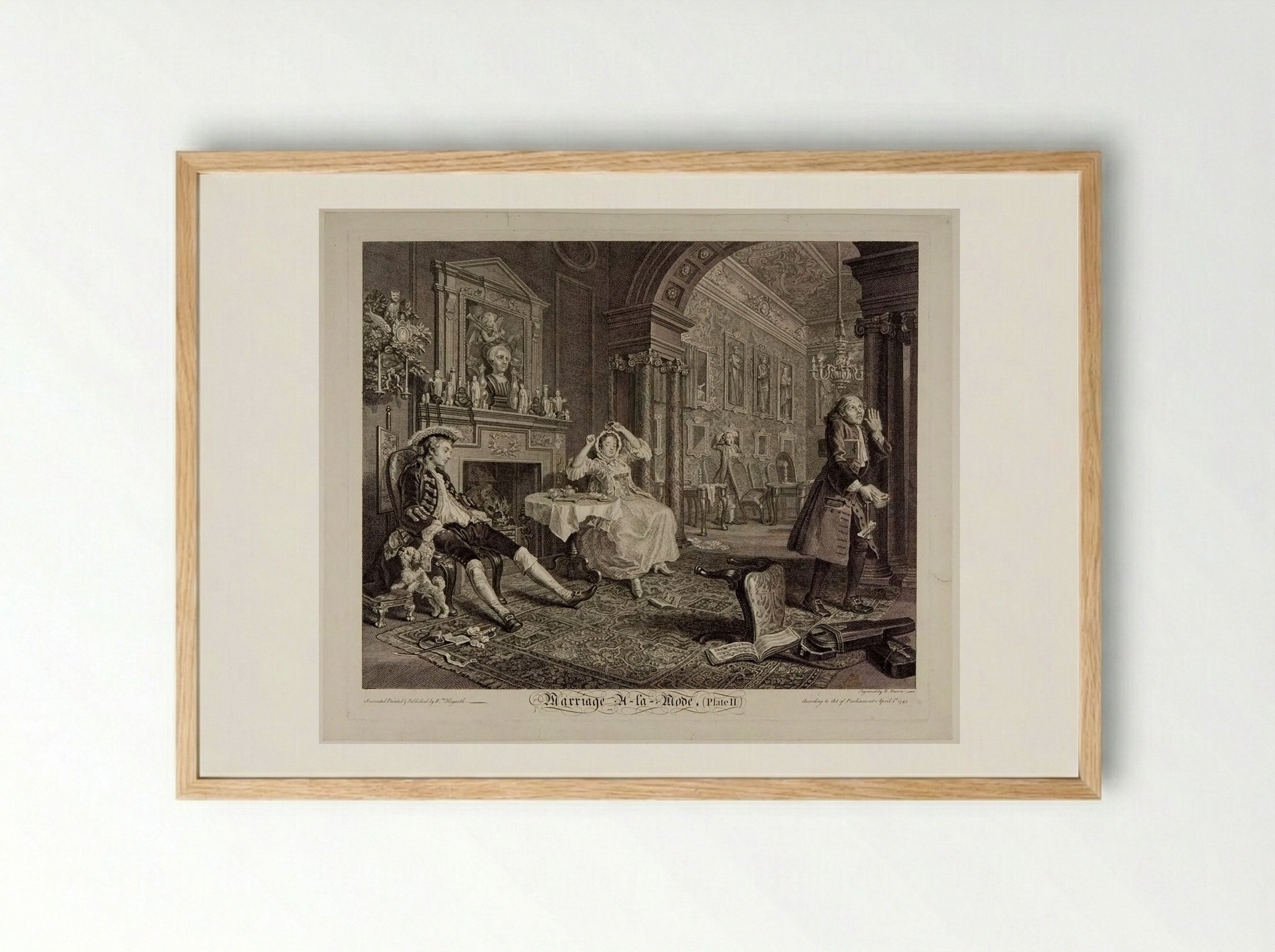Marriage A-la-Mode: 2, The Tête à Tête - William Hogarth - Framed Print Wood