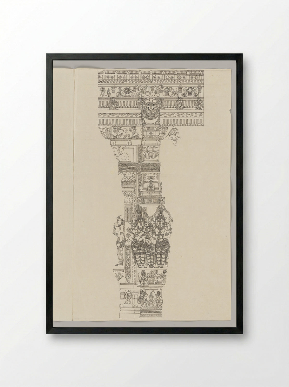 Marriage of Minakshi and Sundarehsvara, attended by Vishnu - Fine Art Print - Framed Print Black