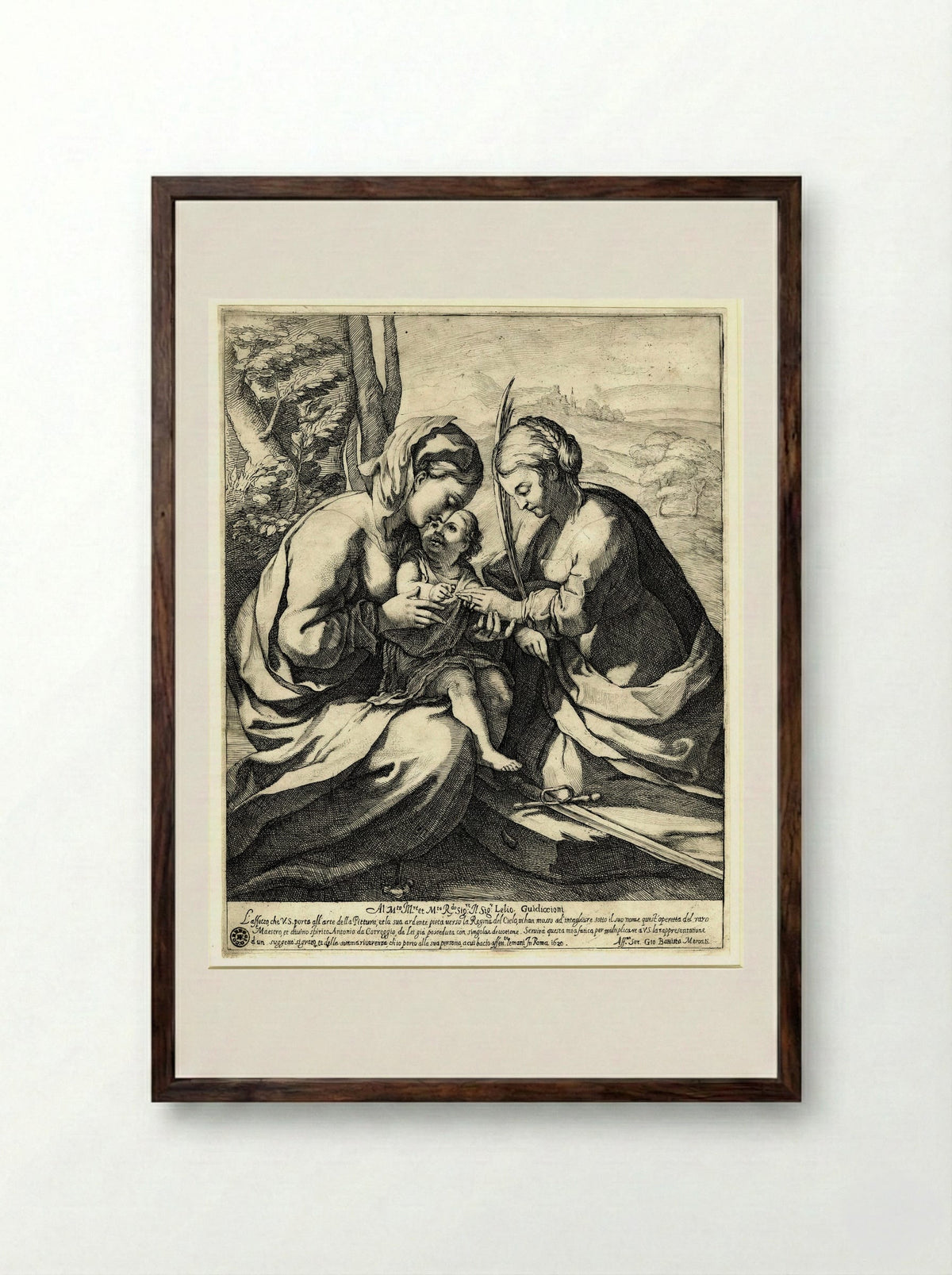 Marriage of Saint Catherine - Giovanni Battista Mercati - Framed Print Dark Wood