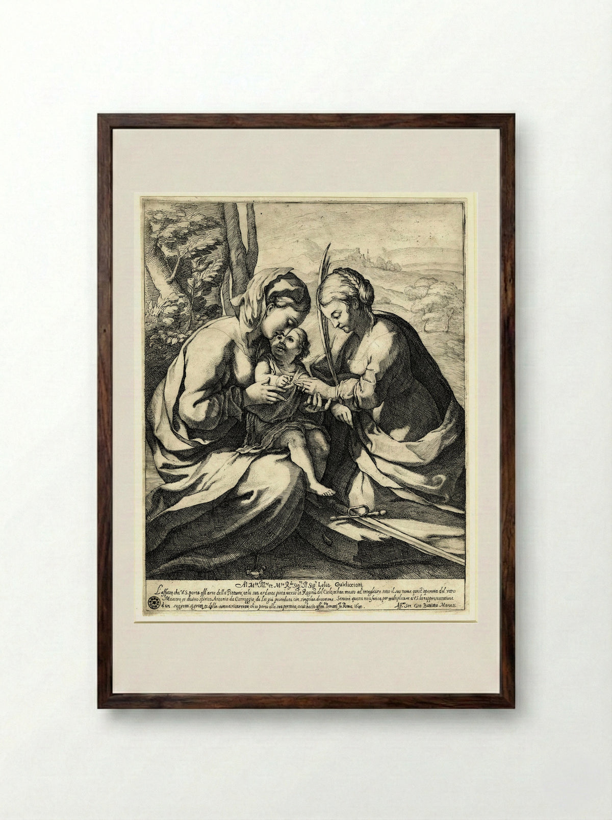 Marriage of Saint Catherine - Giovanni Battista Mercati - Framed Print Dark Wood