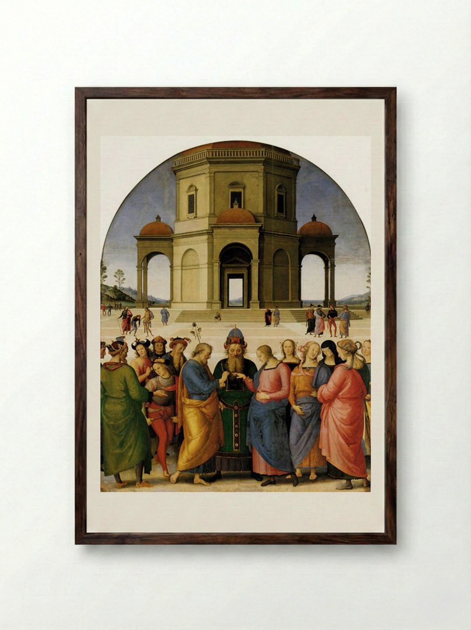 Marriage of the Virgin - Pietro Perugino - Framed Print Dark Wood