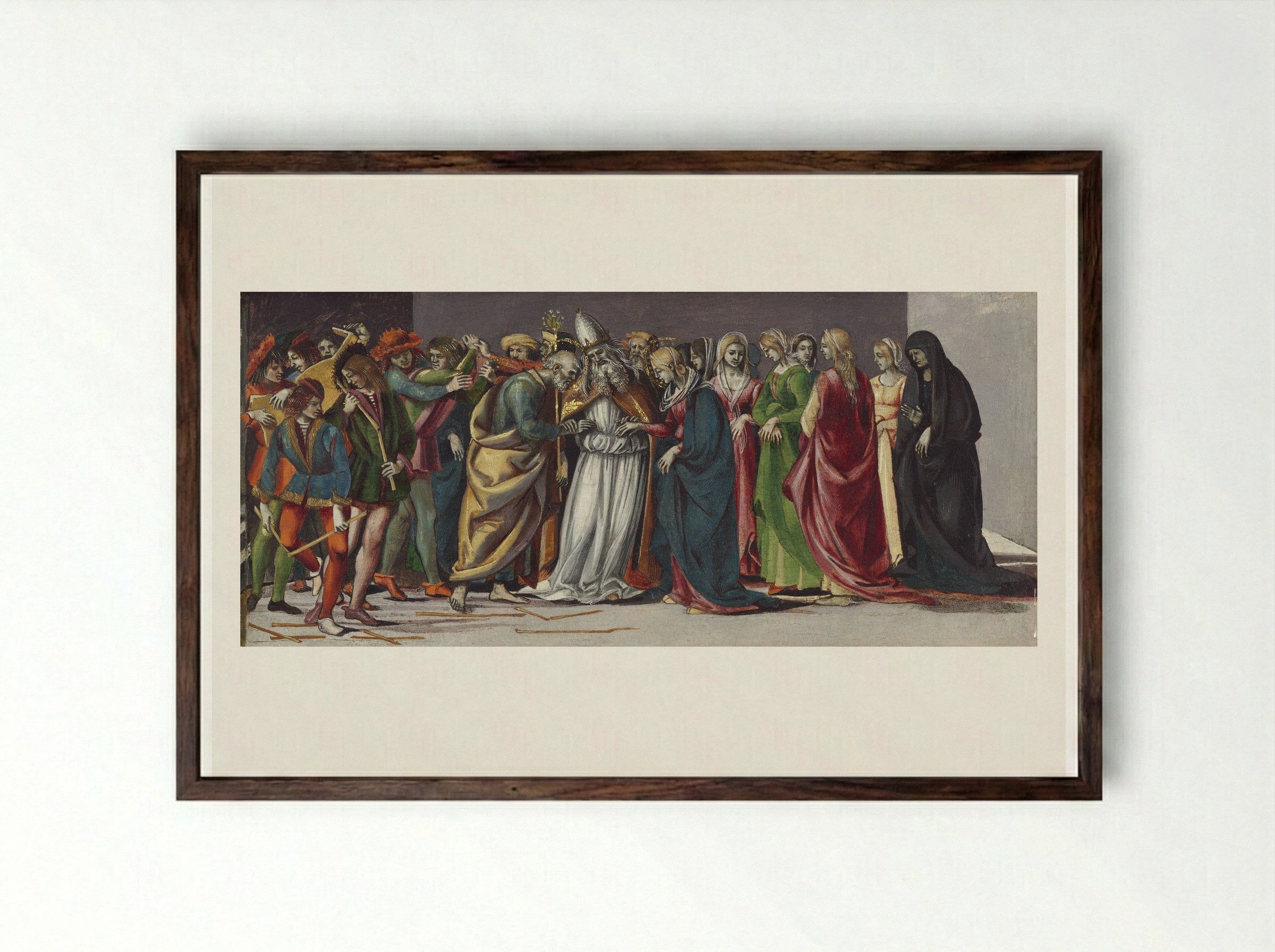 Marriage of the Virgin - Luca Signorelli - Framed Print Dark Wood
