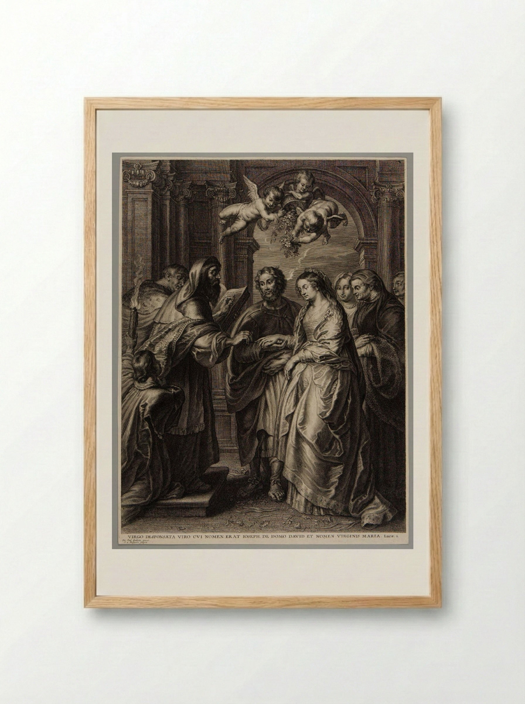 Marriage of the Virgin - Schelte Adamsz. Bolswert - Framed Print Wood