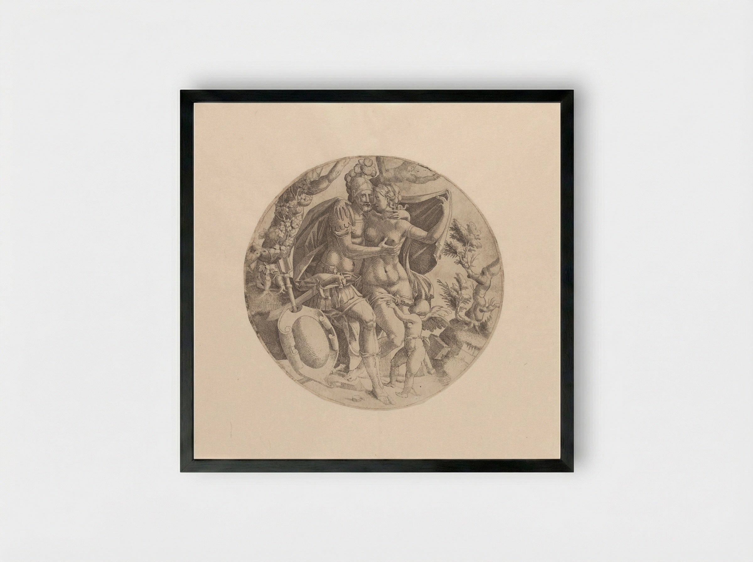 Mars, Venus and Cupid - Jean Mignon - Framed Print Black