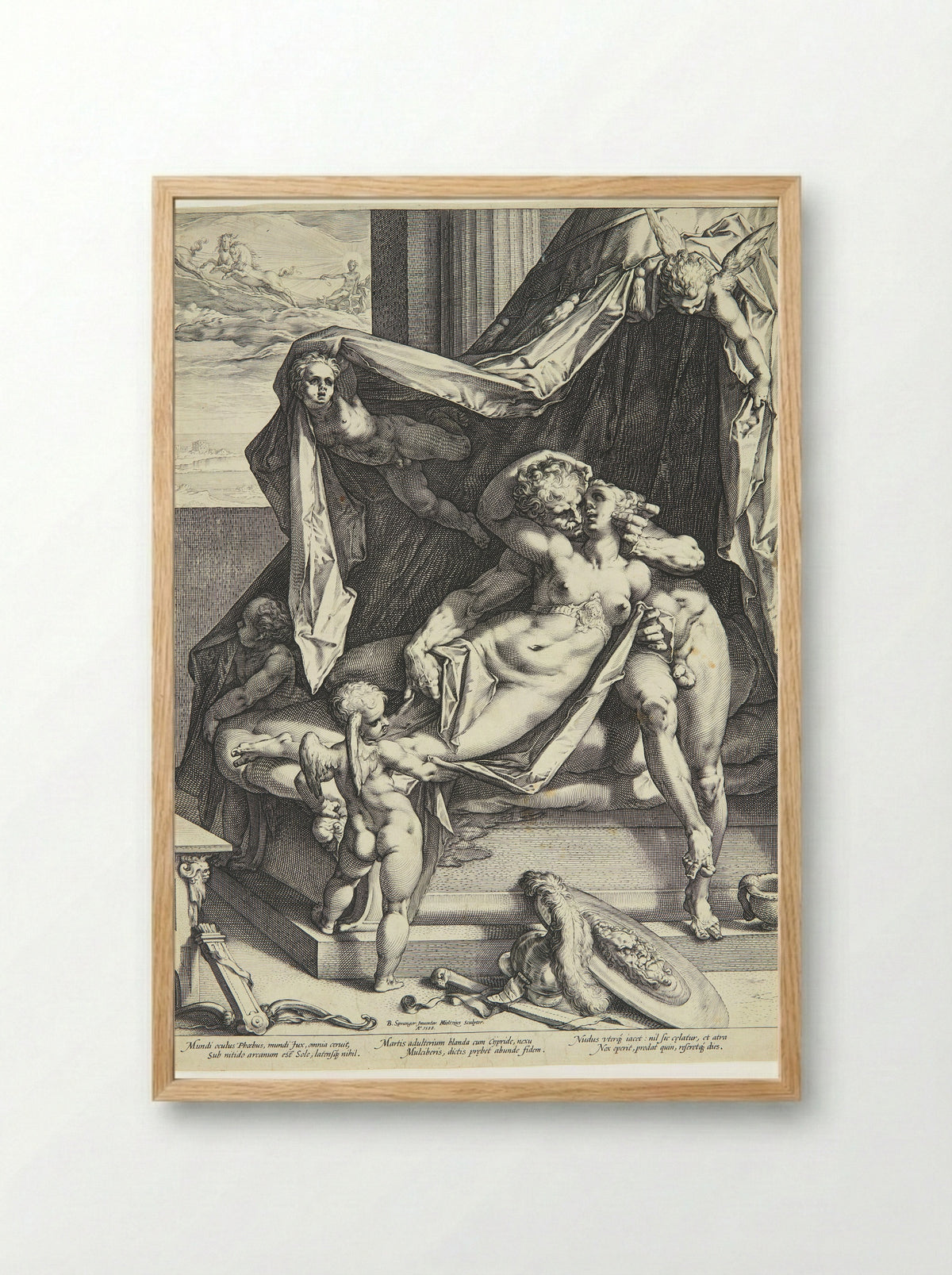 Mars and Venus Surprised by Vulcan - Hendrick Goltzius - Framed Print Wood