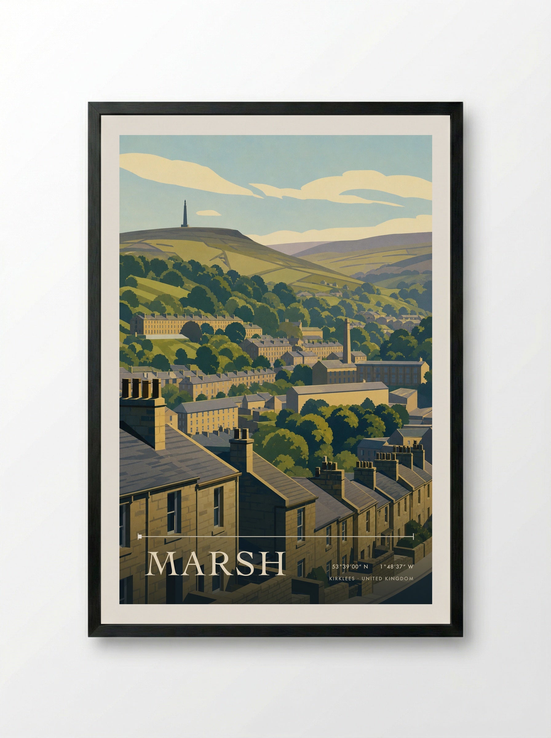 Marsh Kirklees United Kingdom Travel Poster - Framed Print Black
