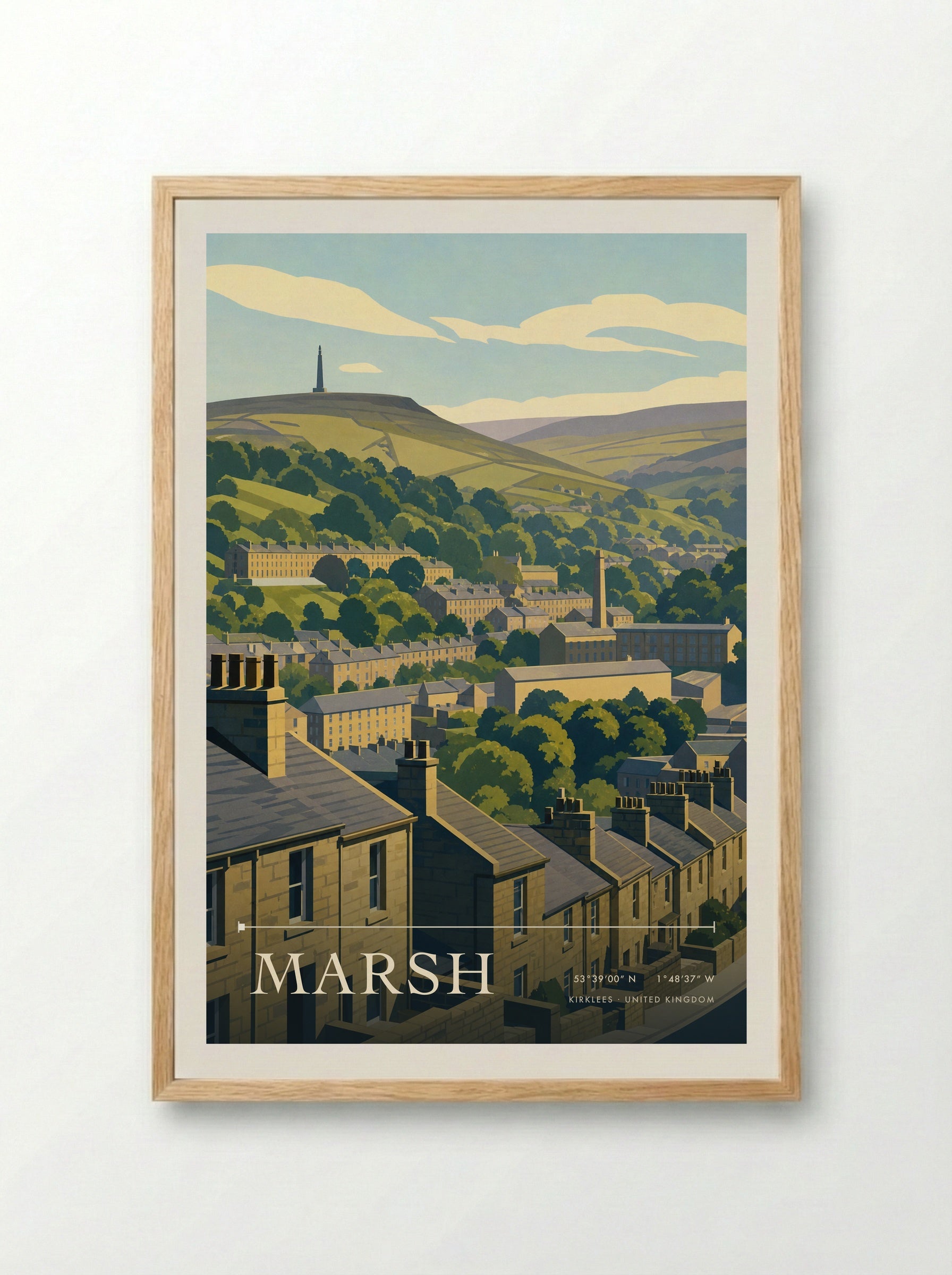 Marsh Kirklees United Kingdom Travel Poster - Framed Print Wood