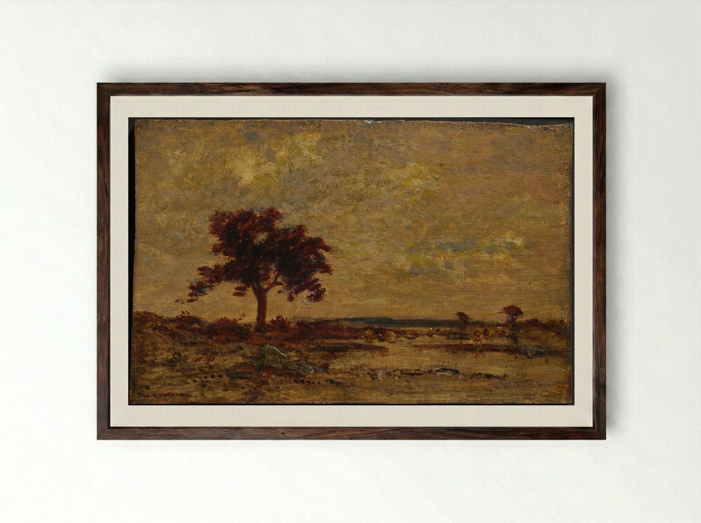Marshlands - Théodore Rousseau - Framed Print Dark Wood