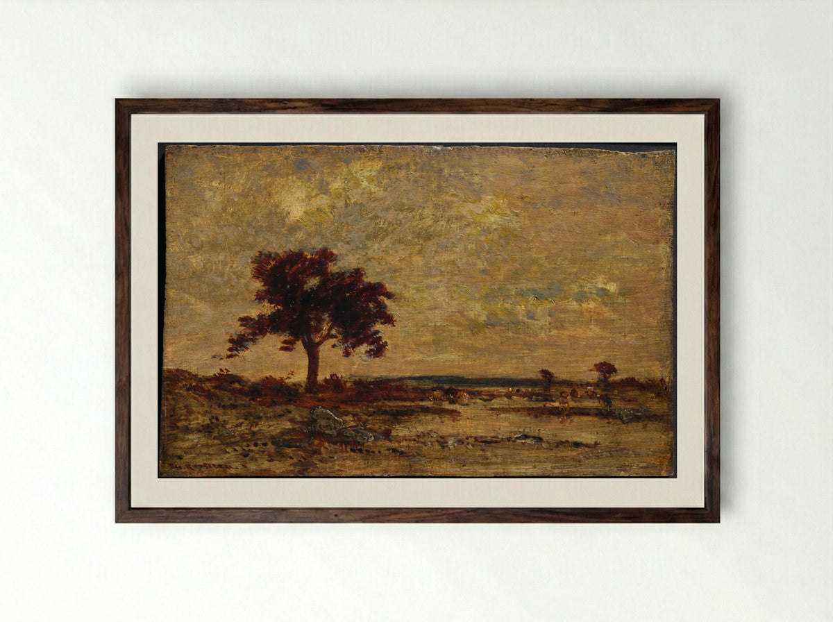 Marshlands - Théodore Rousseau - Framed Print Dark Wood