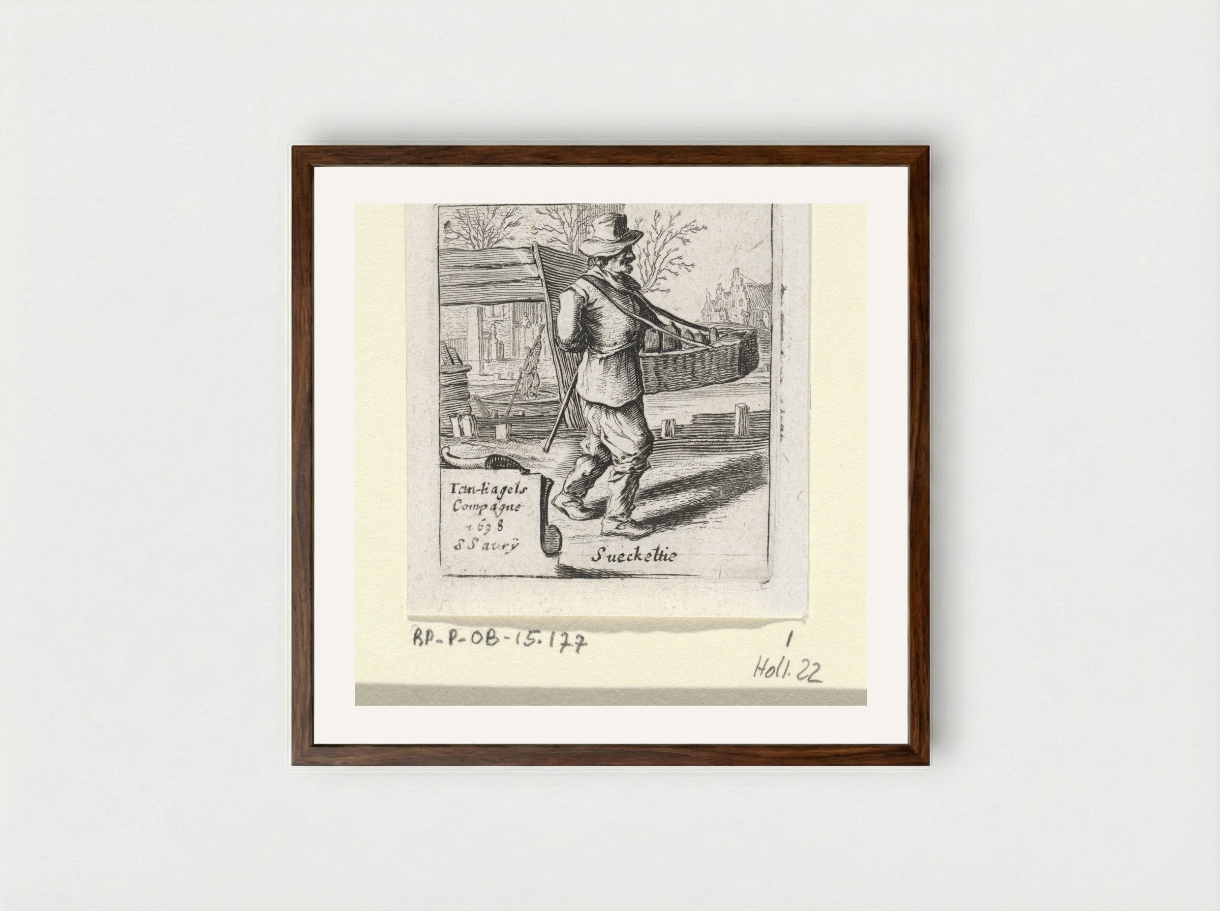 Marskramer bij een dorp - Gillis van Scheyndel (I) - Framed Print Dark Wood
