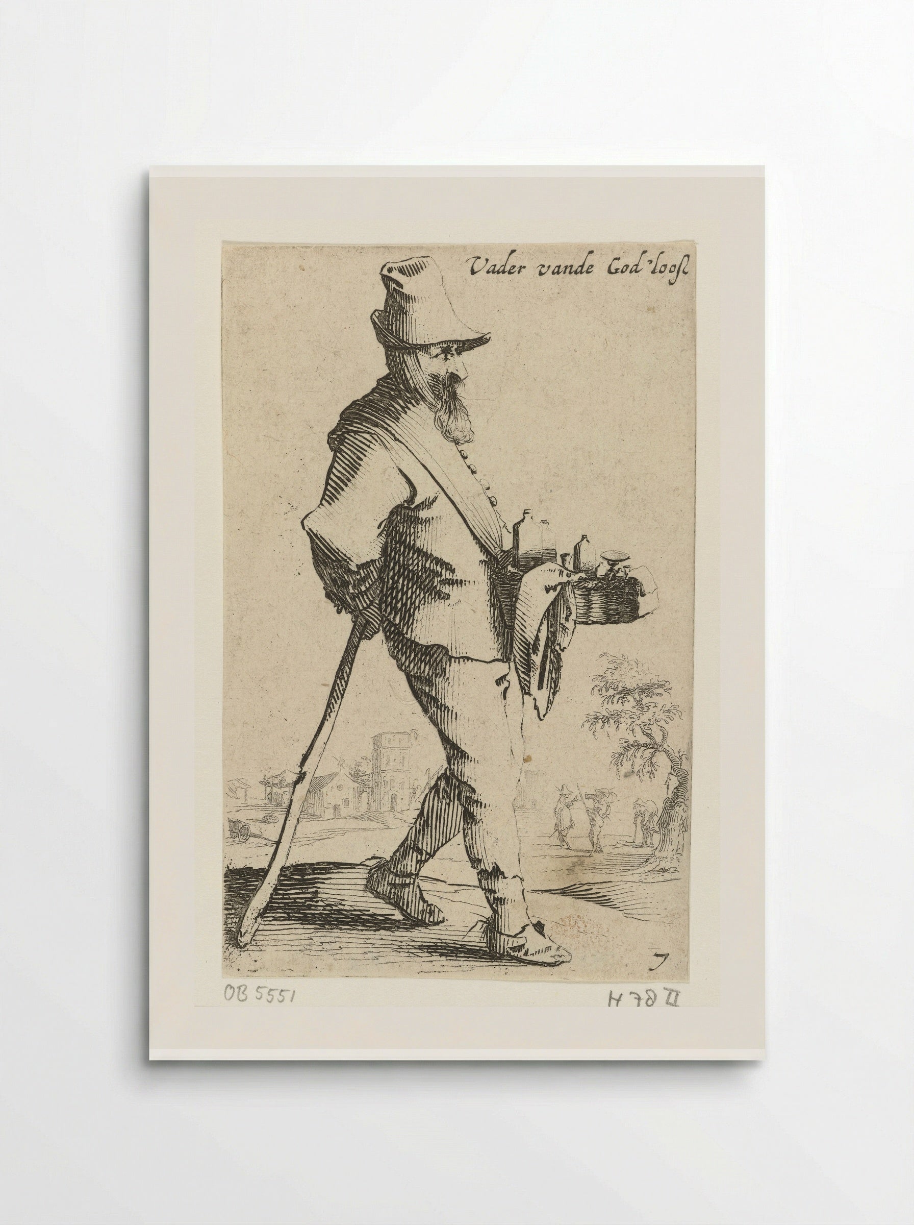 Marskramer leunend op een stok - Salomon Savery - Poster