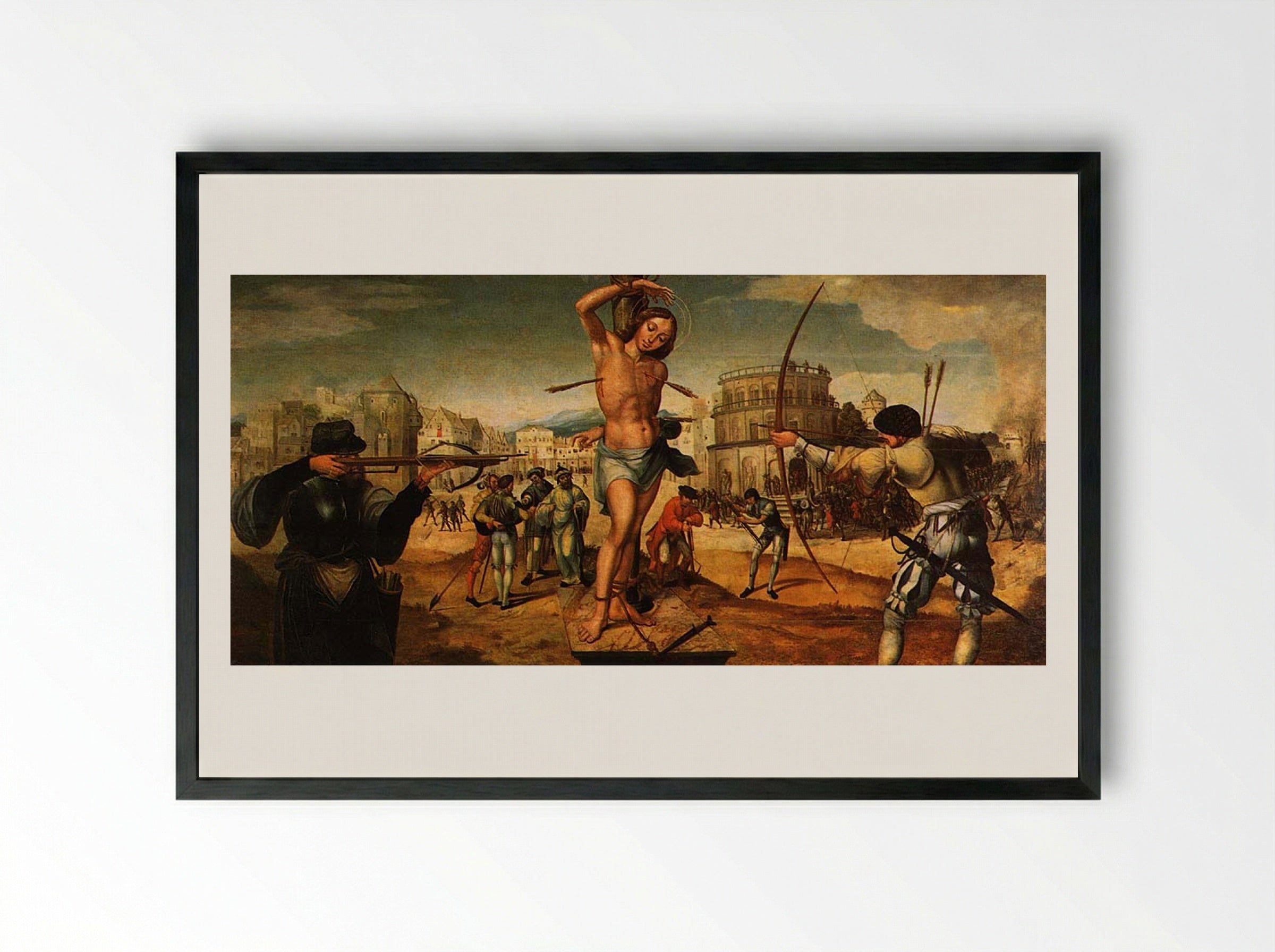 Martírio de São Sebastião - Gregorio Lopes - Framed Print Black