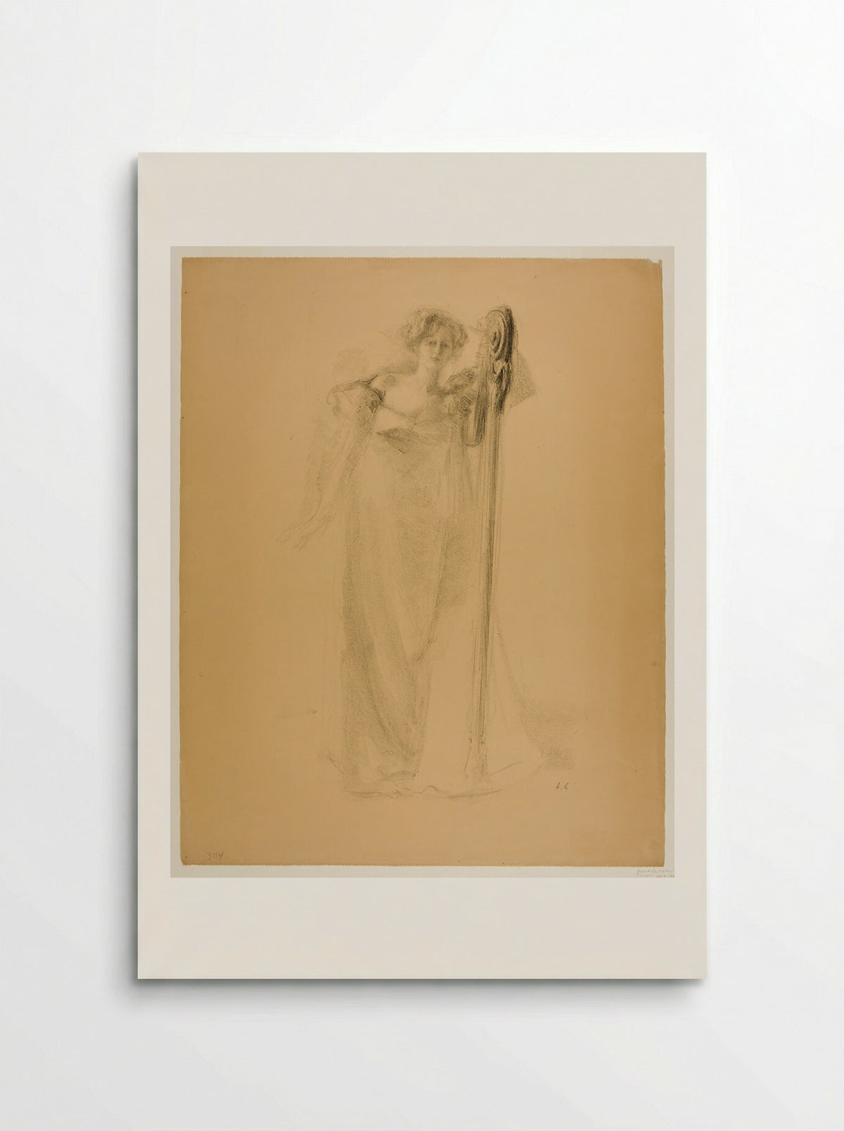 Marthe with a Harp - Albert Belleroche - Poster