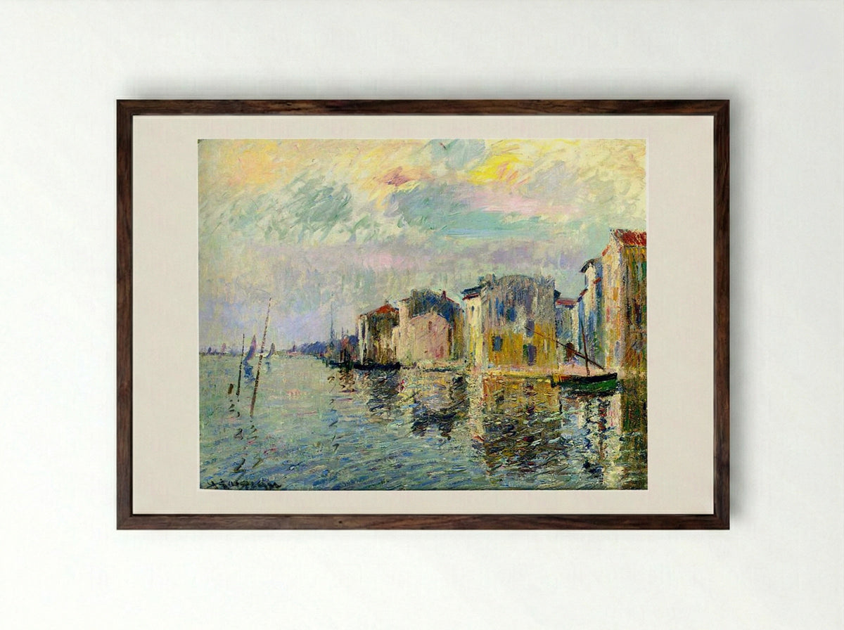 Martigues - Gustave Loiseau - Framed Print Dark Wood