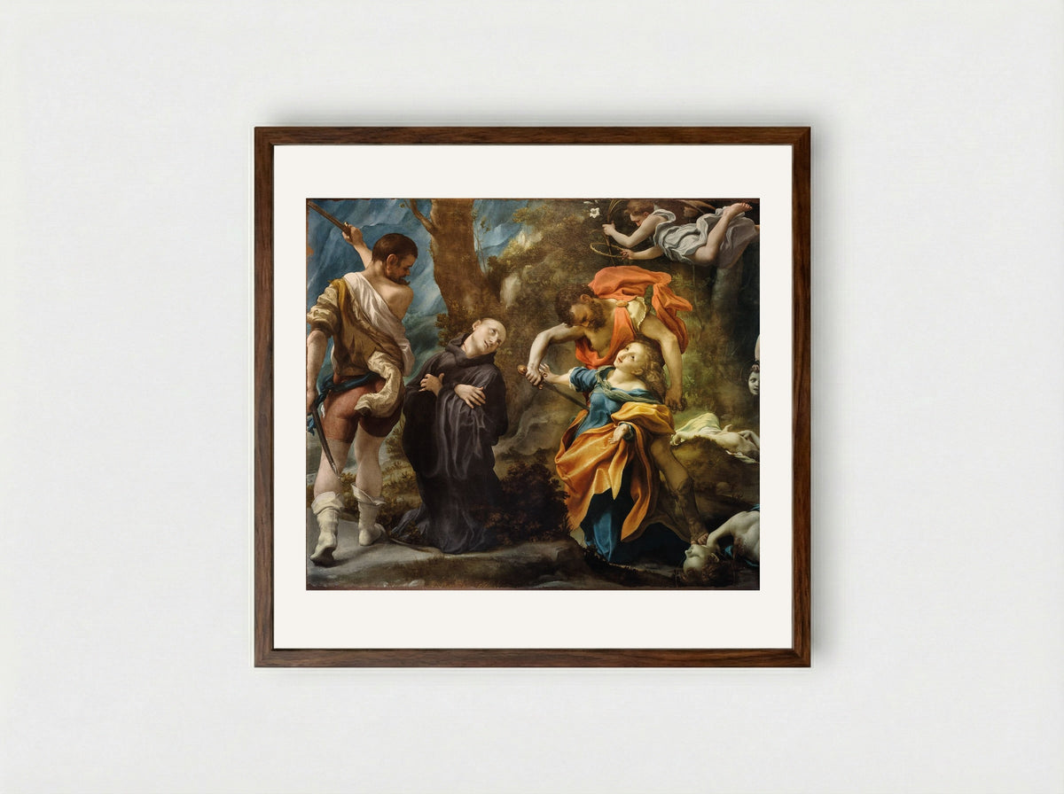 Martyrdom of Four Saints - Correggio - Framed Print Dark Wood