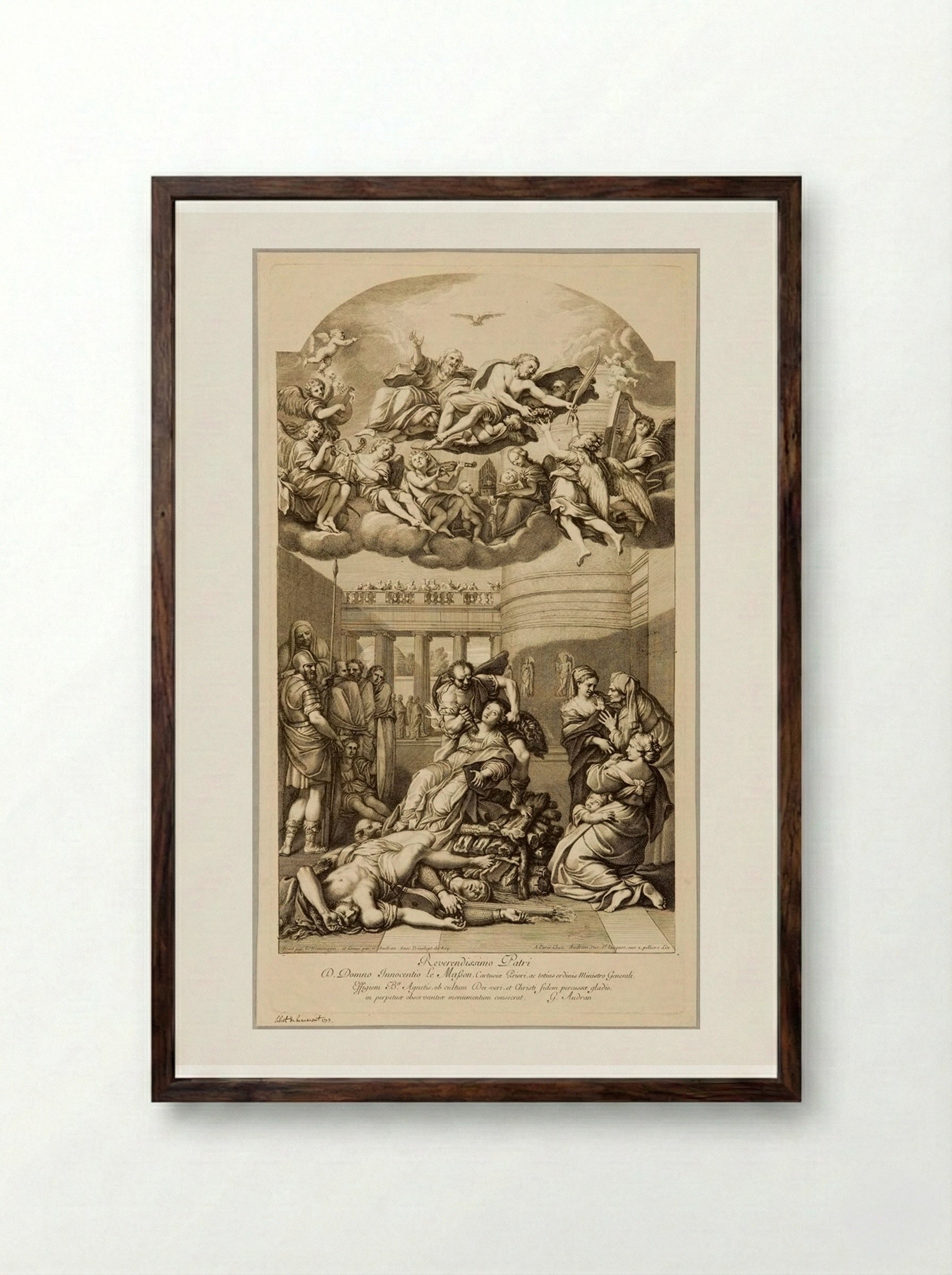 Martyrdom of Saint Agnes - Gérard Audran - Framed Print Dark Wood