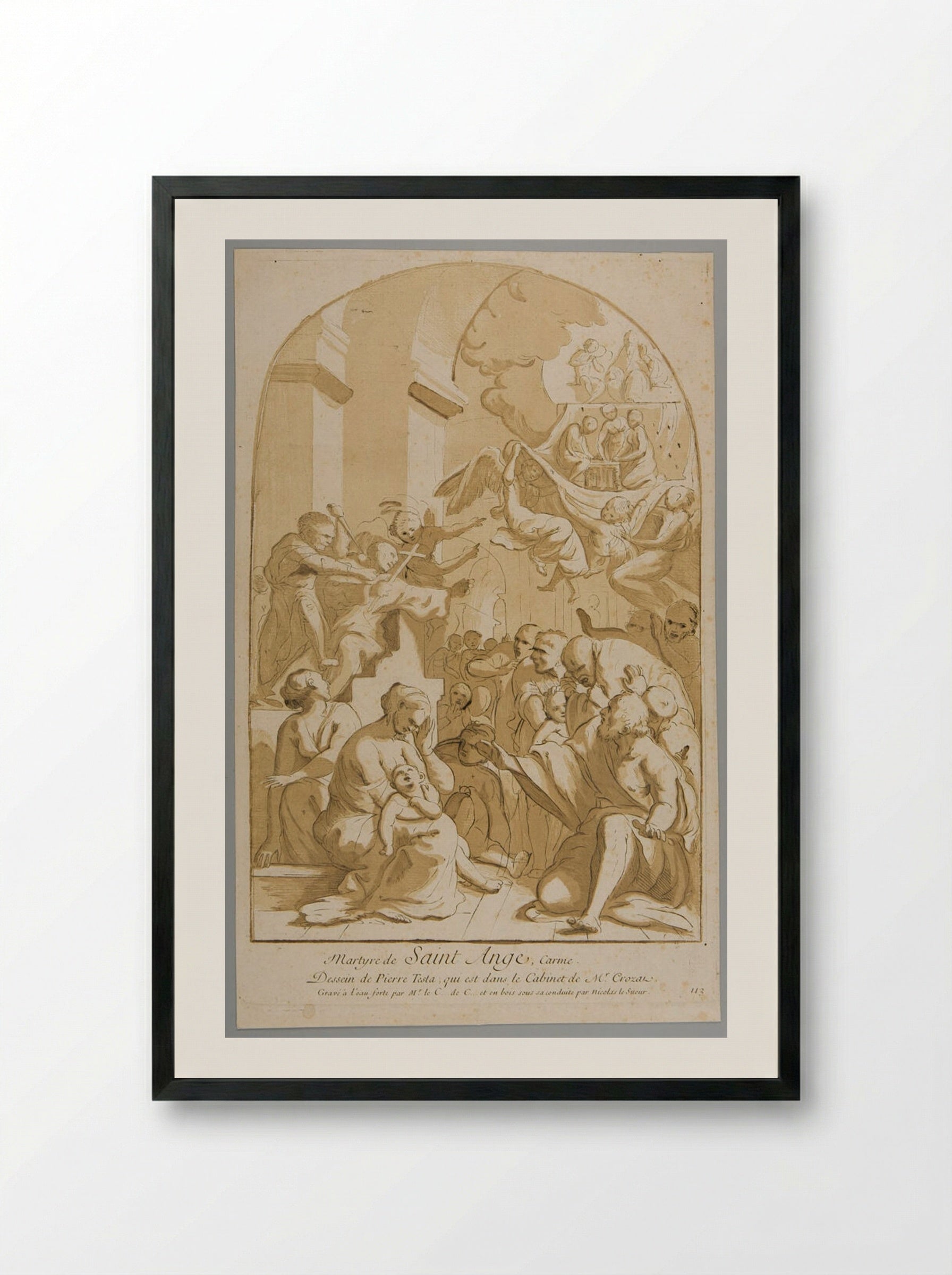 Martyrdom of Saint Angelo - Nicolas Le Sueur - Framed Print Black
