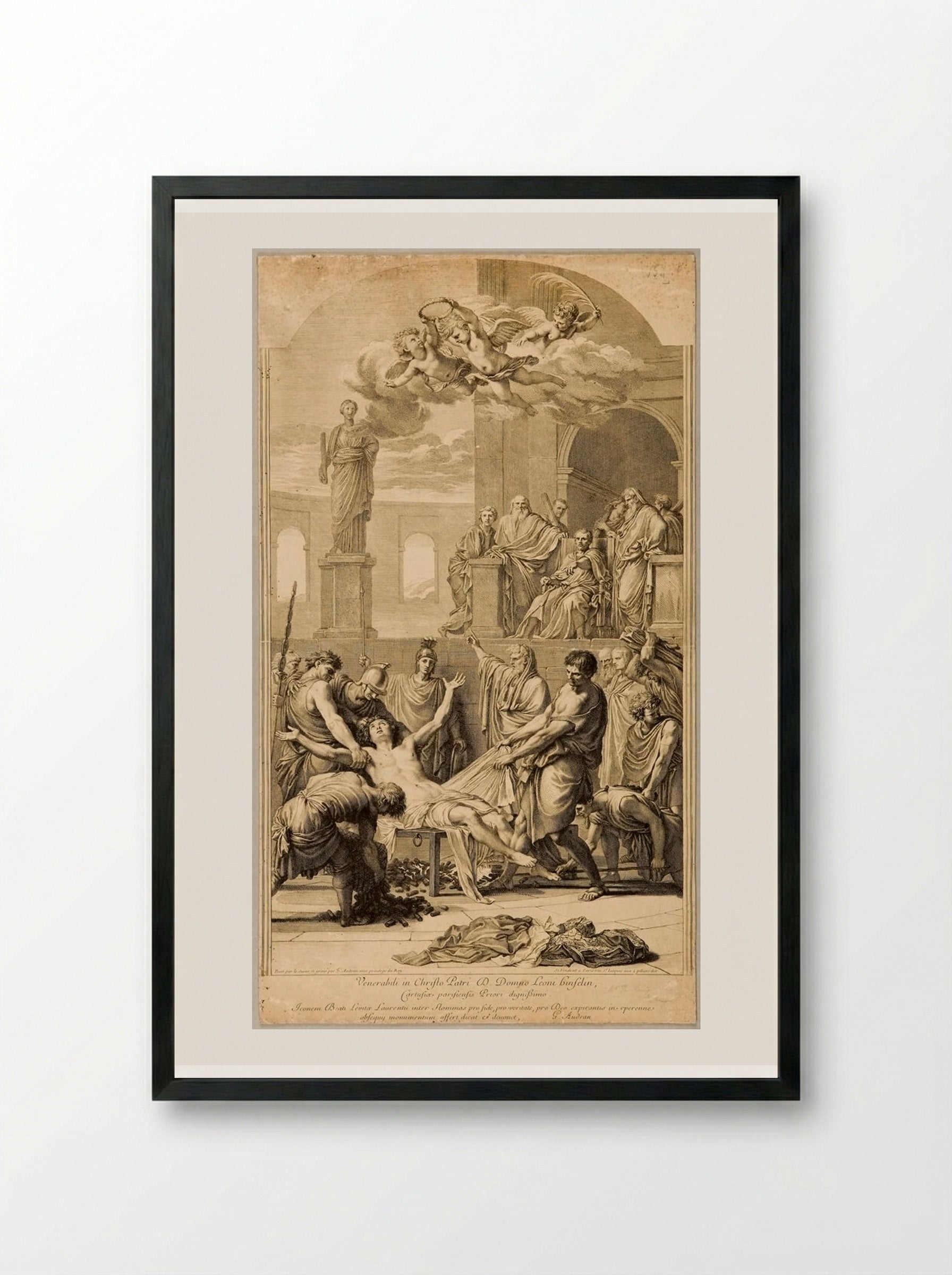 Martyrdom of Saint Lawrence - Gérard Audran - Framed Print Black