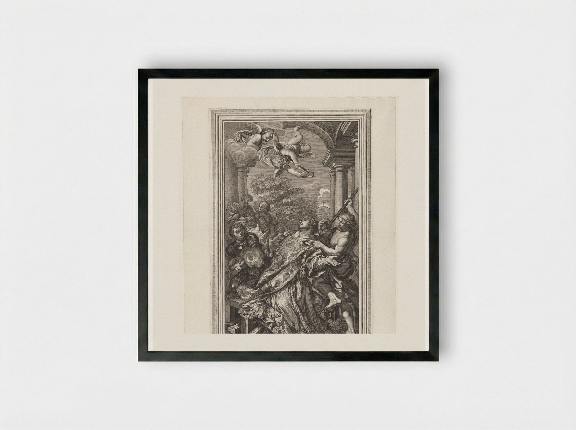 Martyrdom of Saint Lawrence - Giovanni Giacomo de' Rossi - Framed Print Black