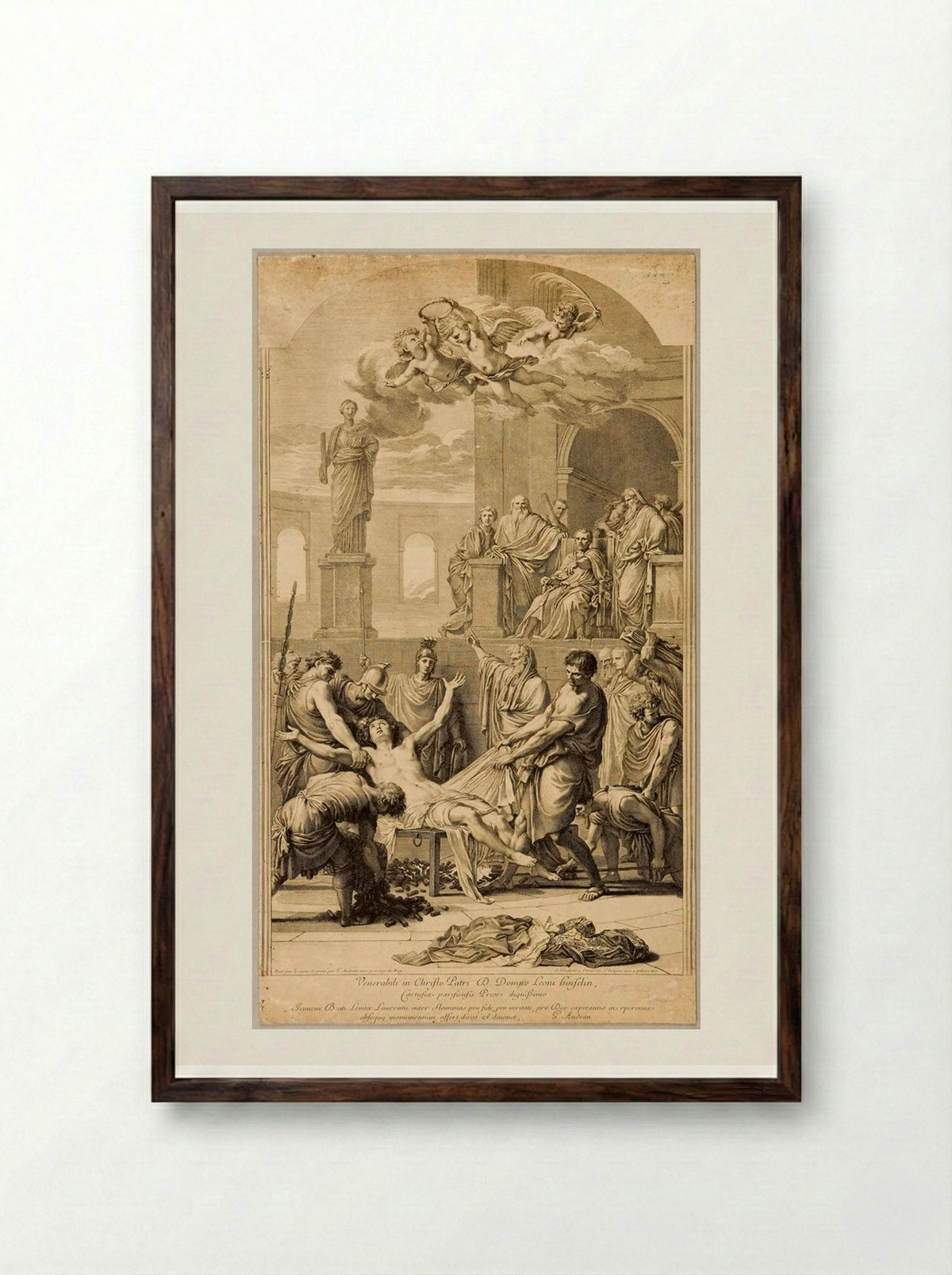 Martyrdom of Saint Lawrence - Gérard Audran - Framed Print Dark Wood