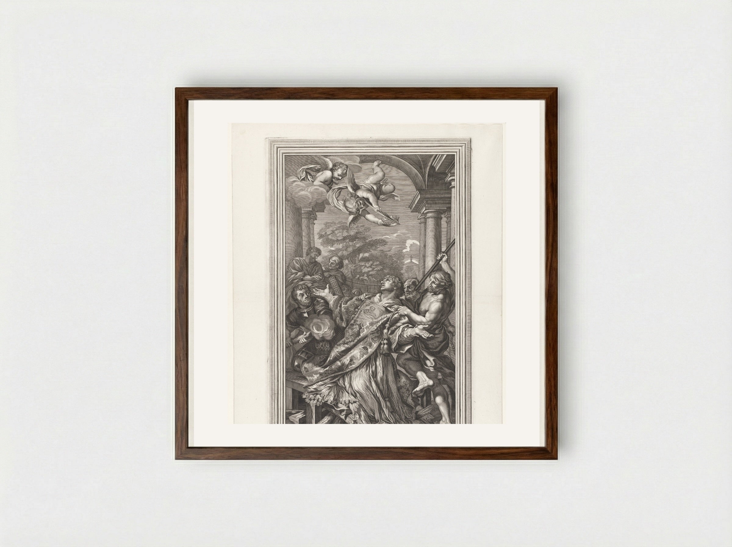 Martyrdom of Saint Lawrence - Giovanni Giacomo de' Rossi - Framed Print Dark Wood