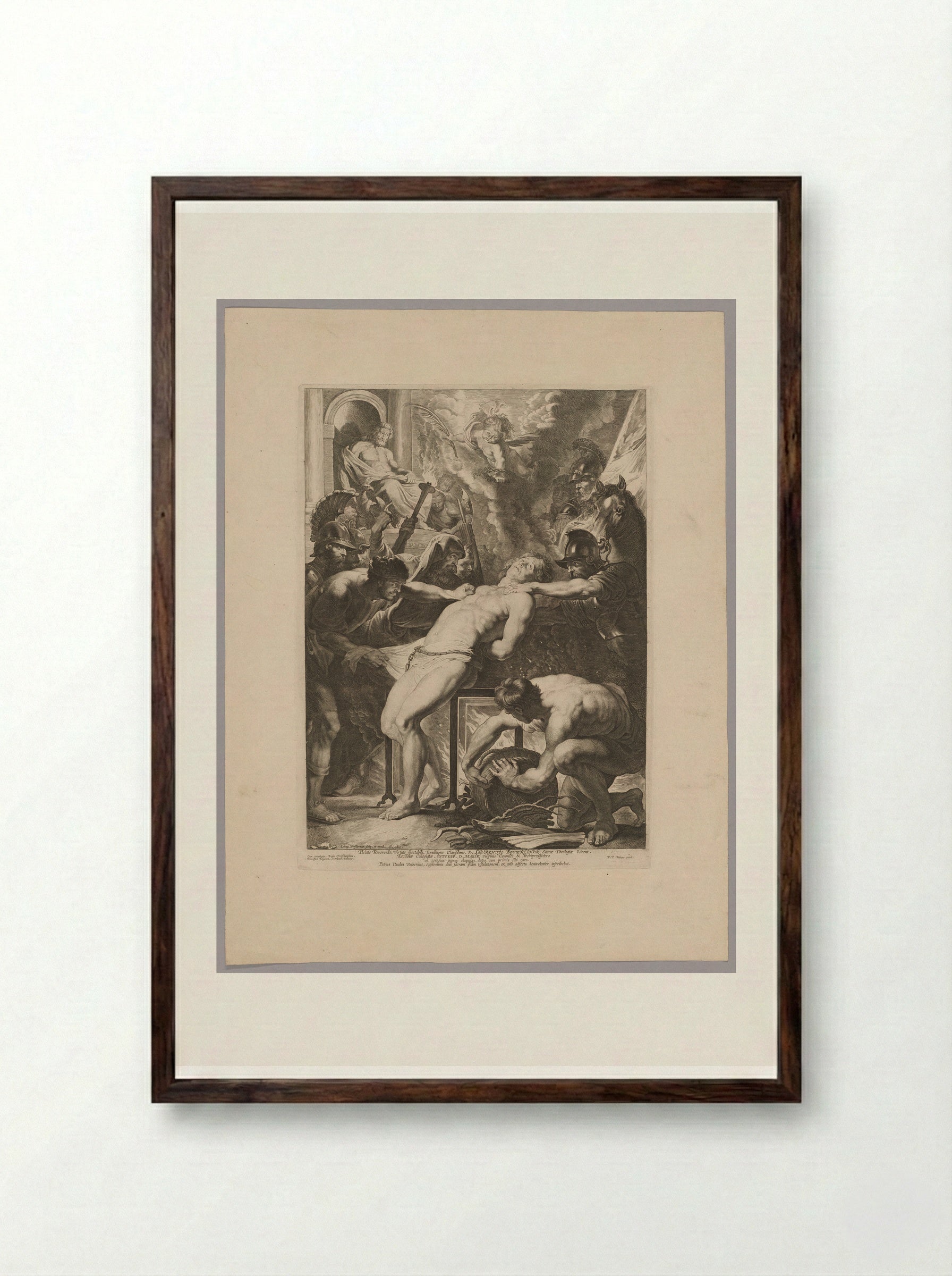 Martyrdom of Saint Lawrence - Lucas Vorsterman I - Framed Print Dark Wood