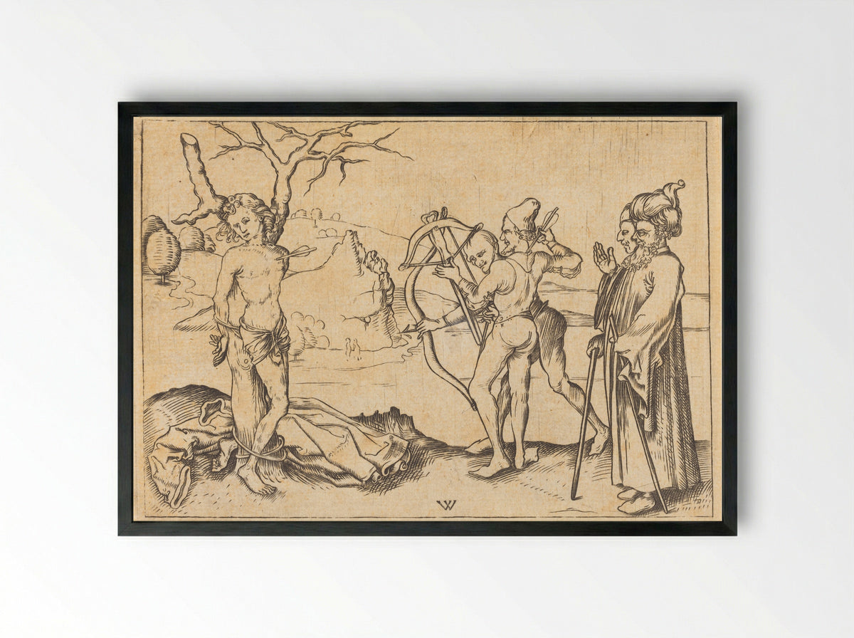 Martyrdom of Saint Sebastian - Wenzel von Olmütz - Framed Print Black
