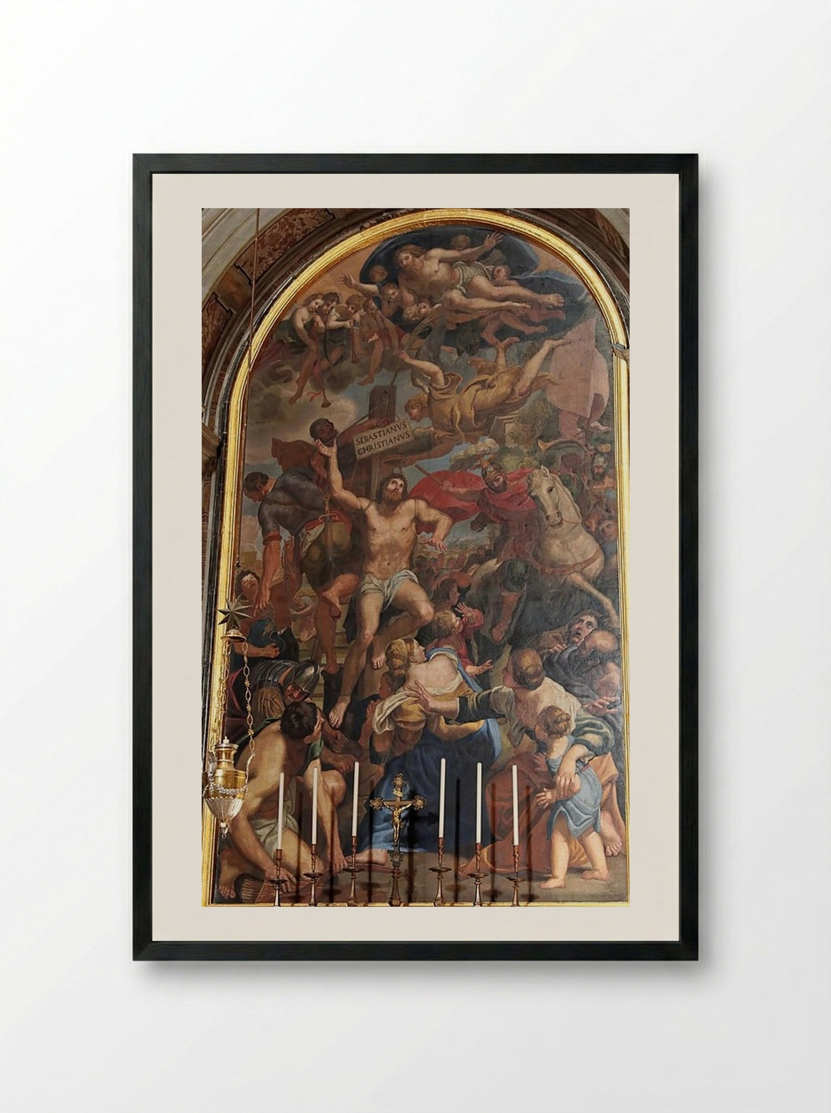 Martyrdom of Saint Sebastian - Domenichino - Framed Print Black