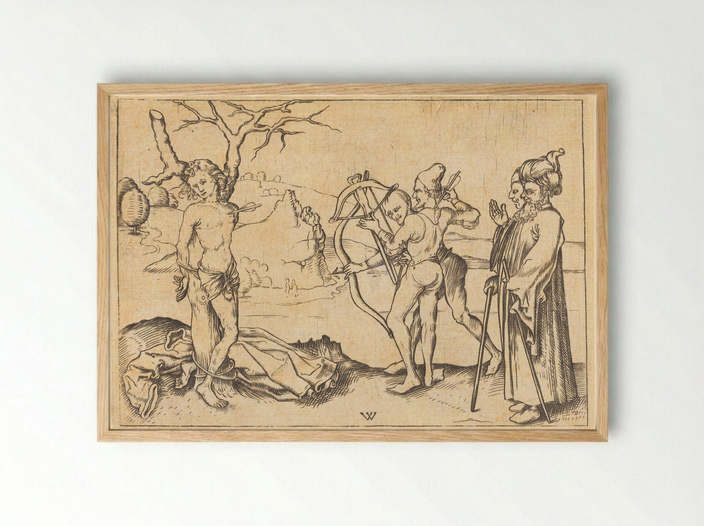 Martyrdom of Saint Sebastian - Wenzel von Olmütz - Framed Print Wood