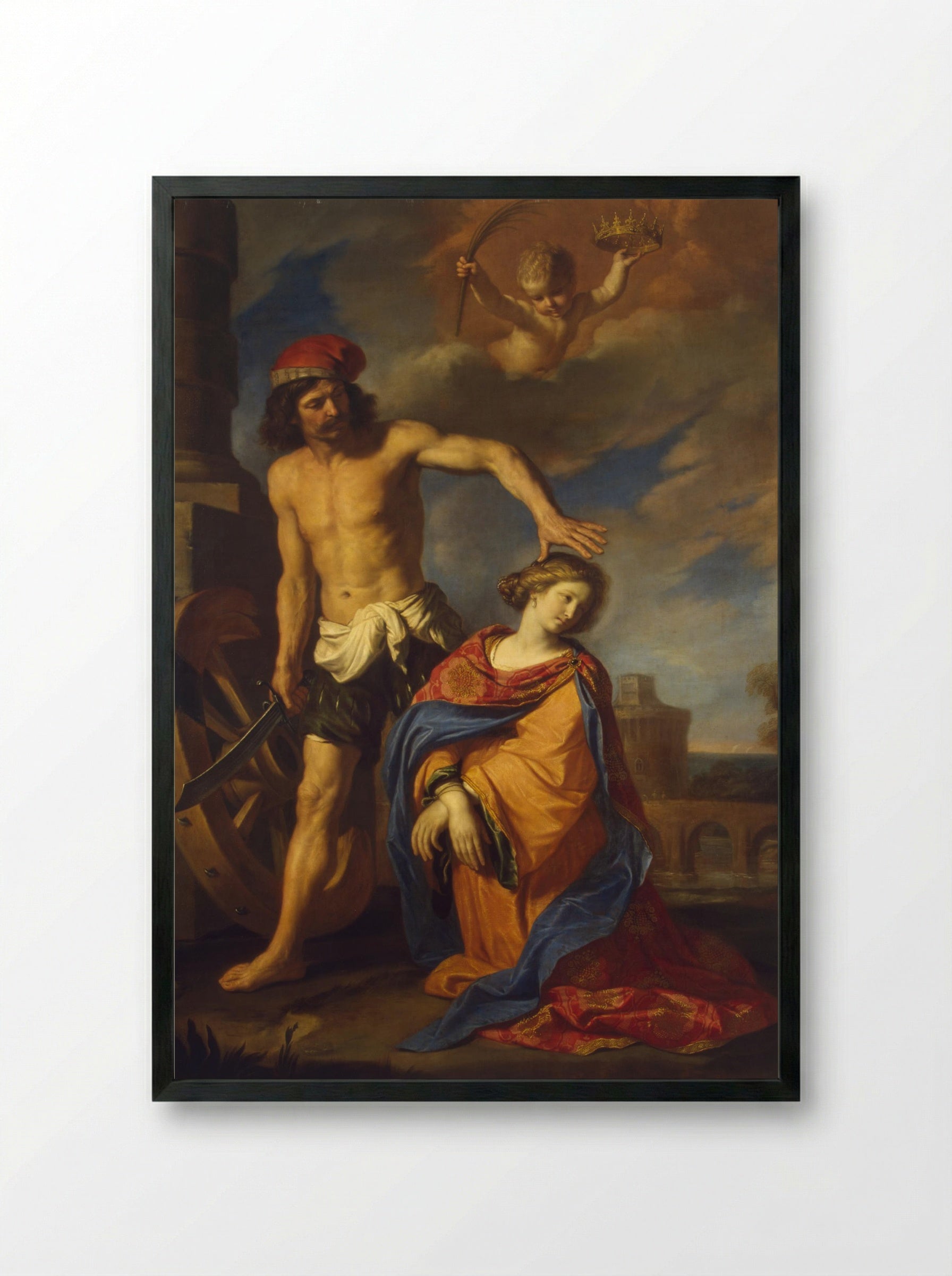 Martyrdom of St Catherine - Guercino - Framed Print Black