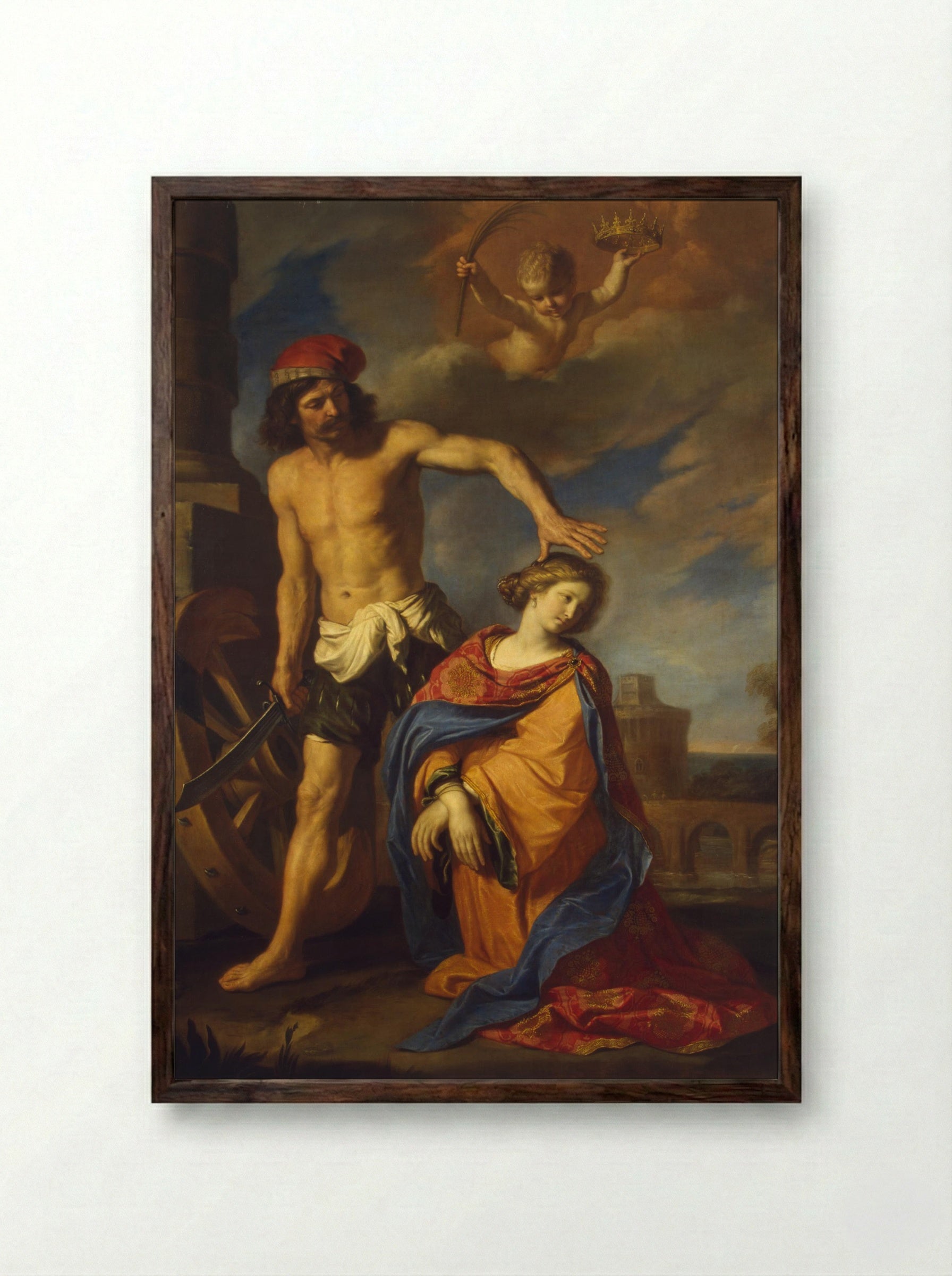 Martyrdom of St Catherine - Guercino - Framed Print Dark Wood