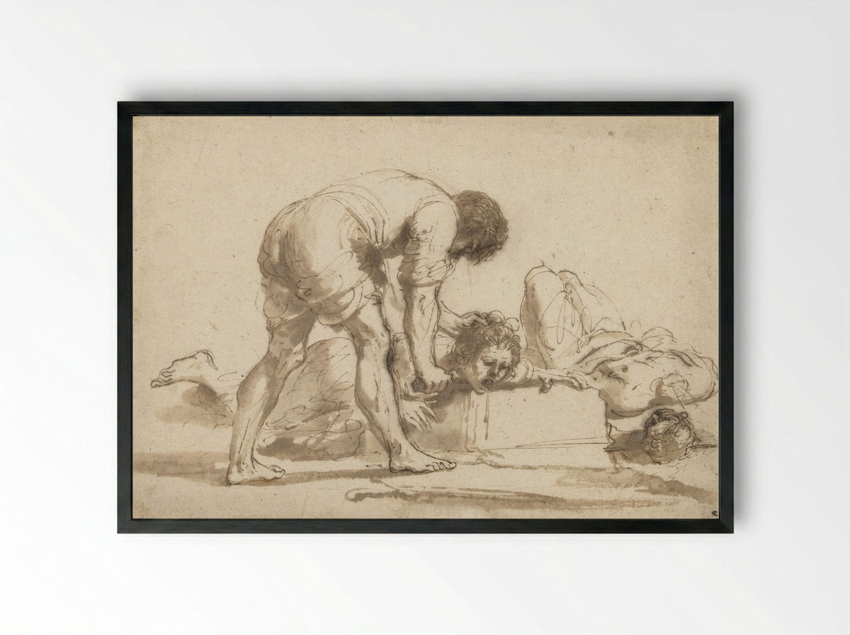 Martyrdom of the Roman Officers John and Paul - Guercino - Framed Print Black