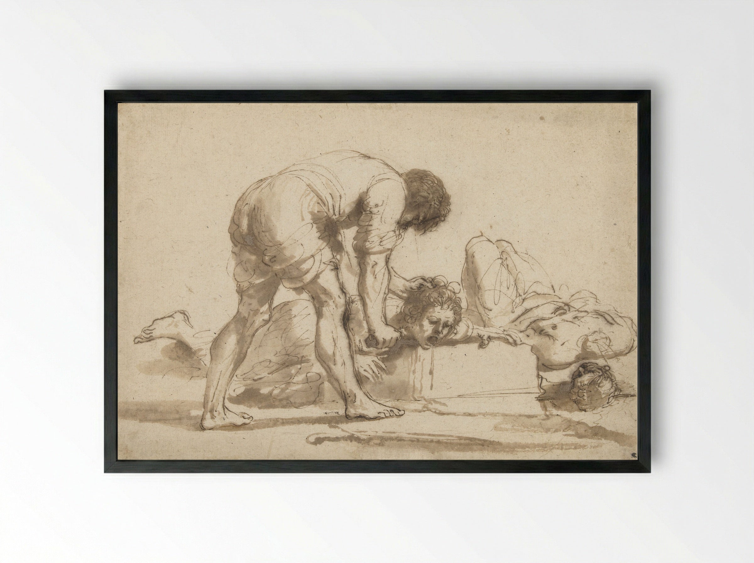 Martyrdom of the Roman Officers John and Paul - Guercino - Framed Print Black