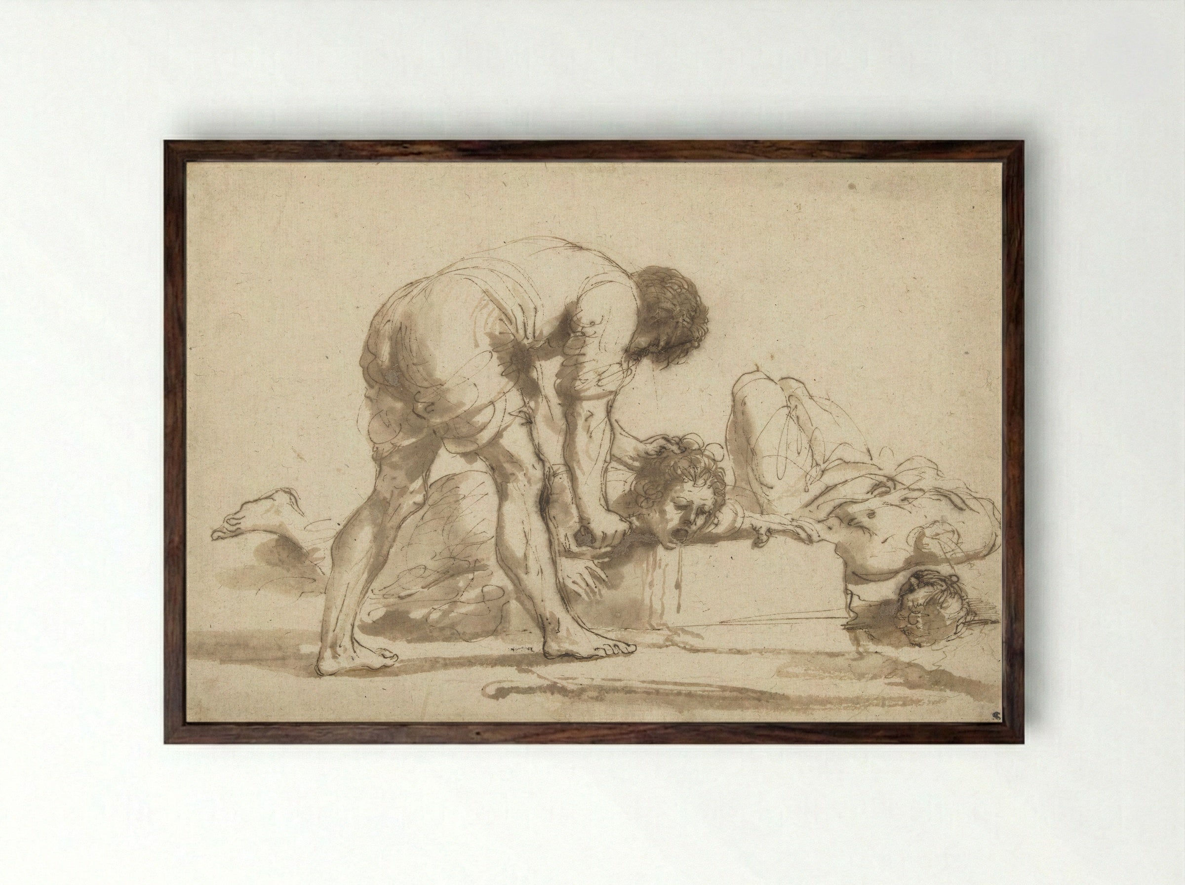 Martyrdom of the Roman Officers John and Paul - Guercino - Framed Print Dark Wood