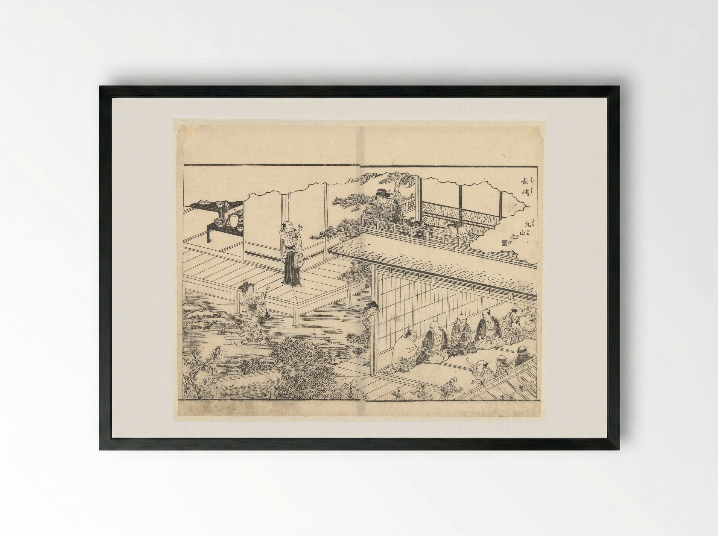 Maruyama in Nagasaki - Katsukawa Shuntei - Framed Print Black