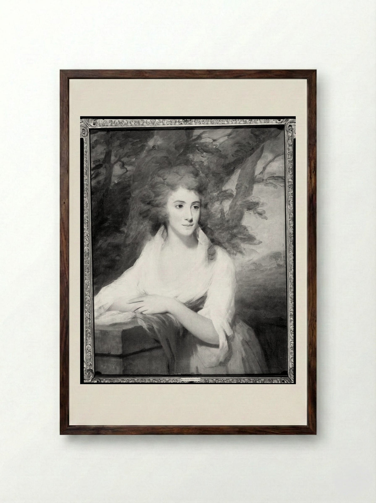 Mary Ann Leslie Rutherford (Mrs. John Rutherford of Edgeston) - Henry Raeburn - Framed Print Dark Wood