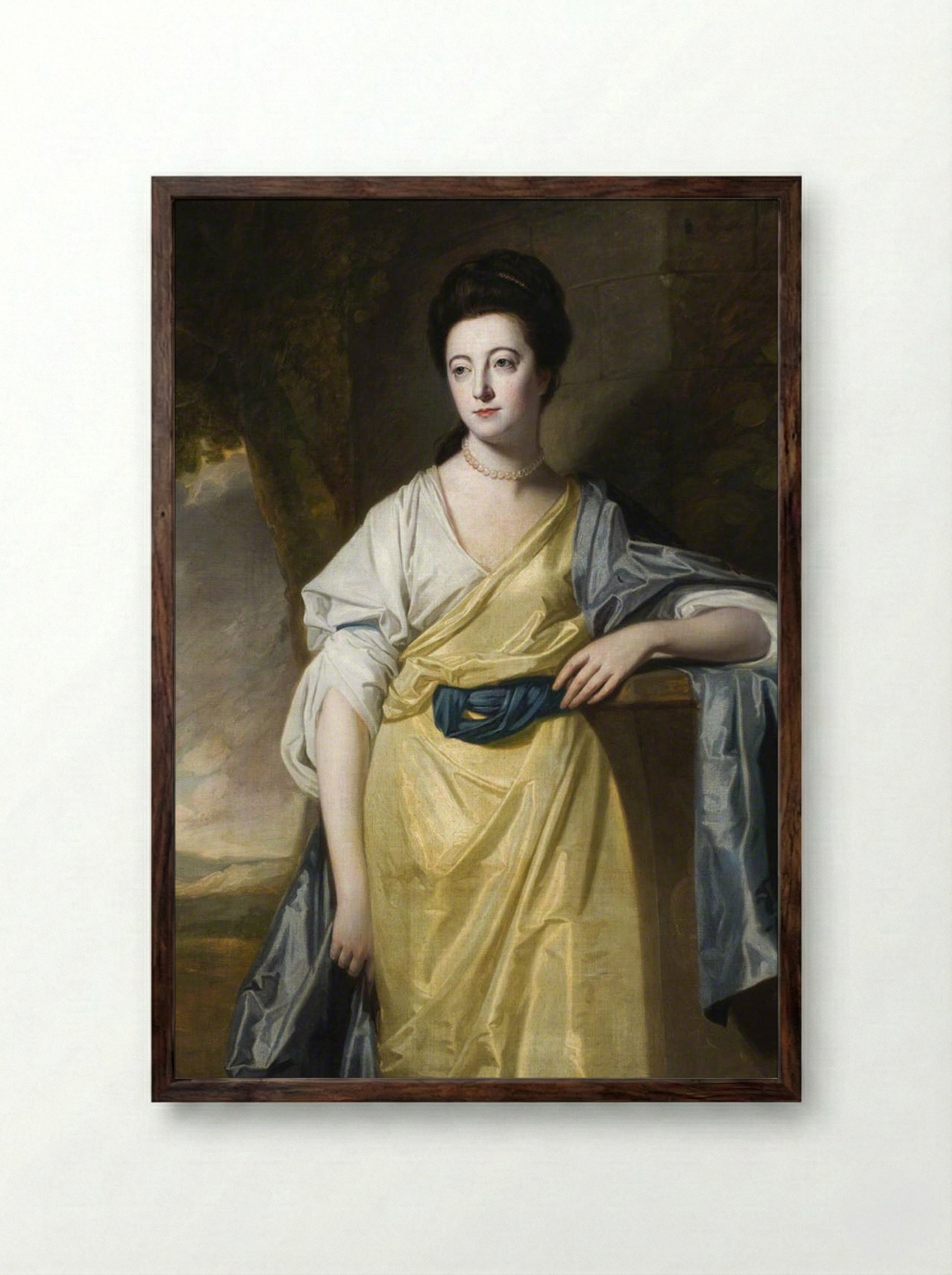 Mary Bold (1740–1824), Mrs Thomas Hunt III - George Romney - Framed Print Dark Wood