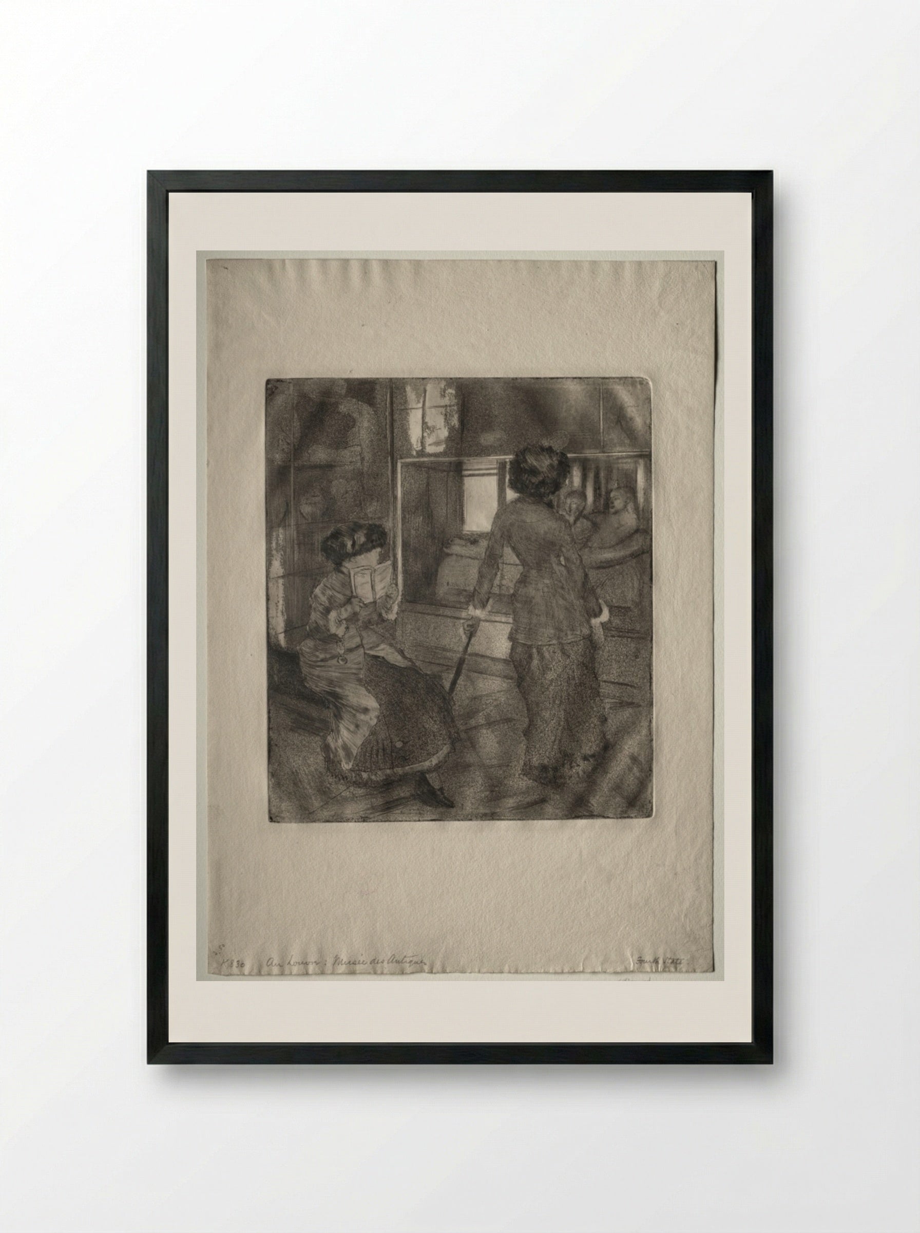 Mary Cassatt at the Louvre: The Etruscan Gallery - Edgar Degas - Framed Print Black