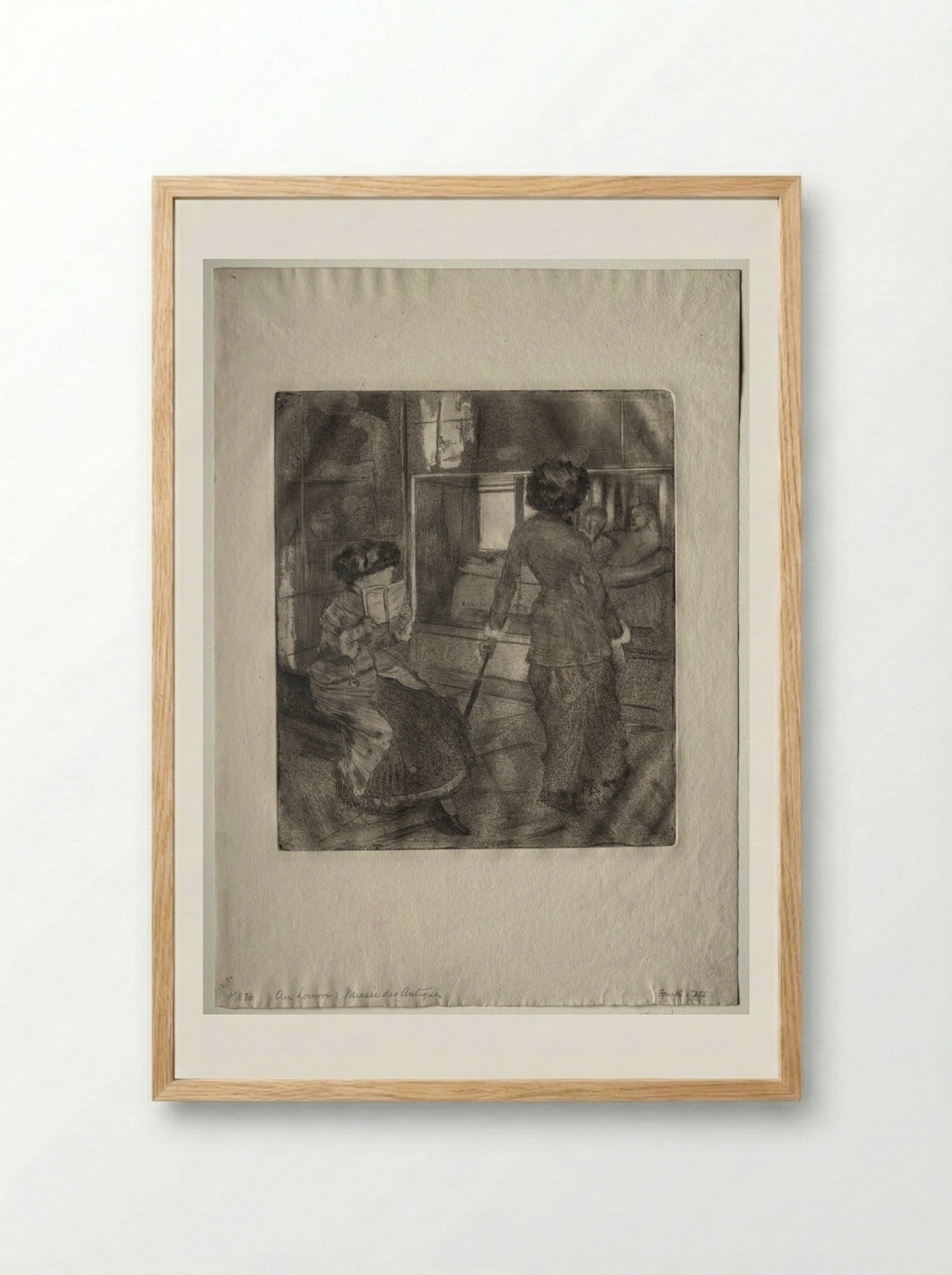 Mary Cassatt at the Louvre: The Etruscan Gallery - Edgar Degas - Framed Print Wood